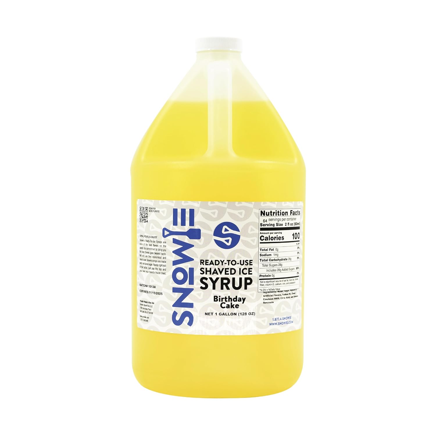 SNOWIE Ready to Use Shaved Ice Snow Cone Syrup - Gallon (Cotton Candy Pink)