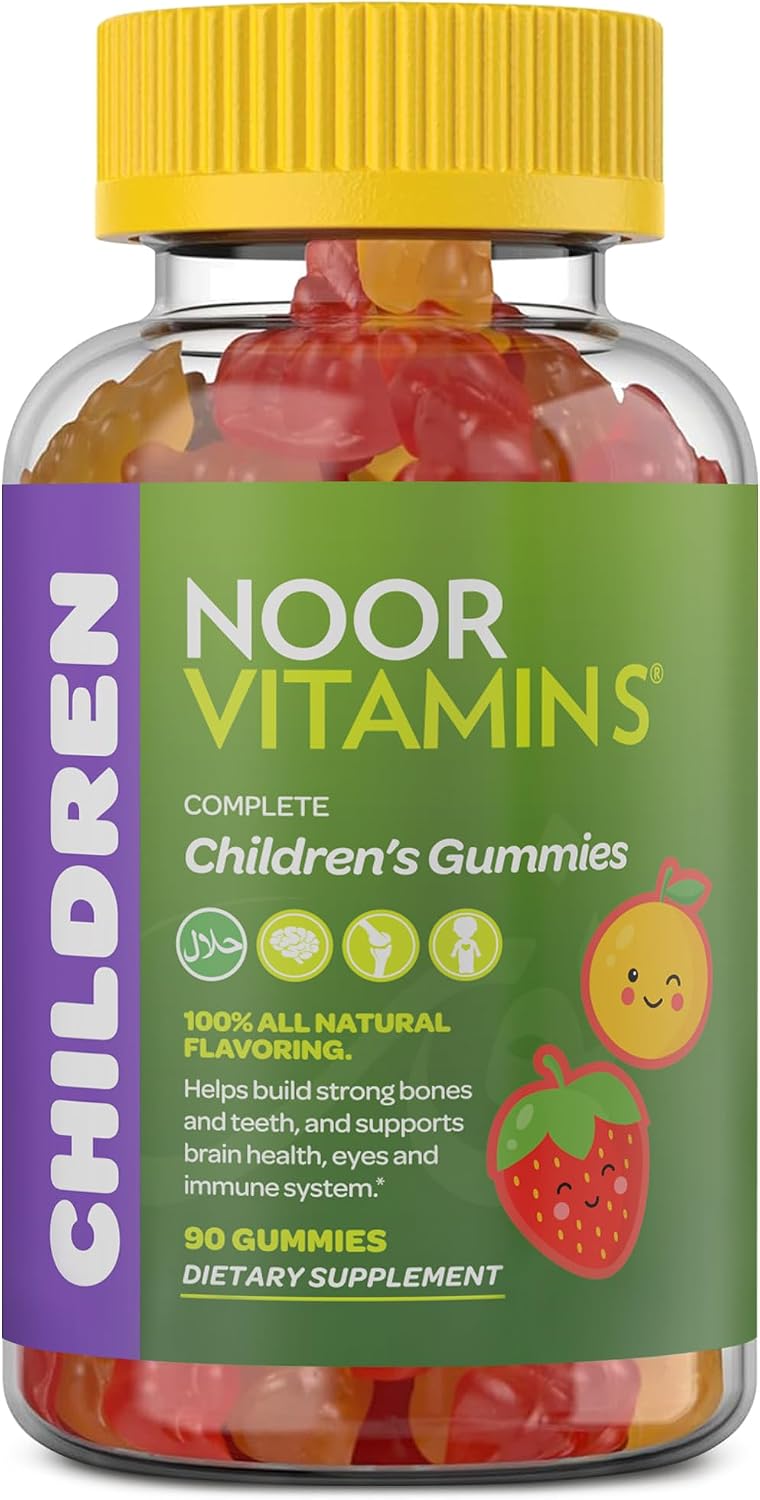 Noor Vitamins Halal Vitamins, Kids Vitamins, Kids Multivitamin Gummies: Vitamin C for Kids, D3, and Zinc for Immunity