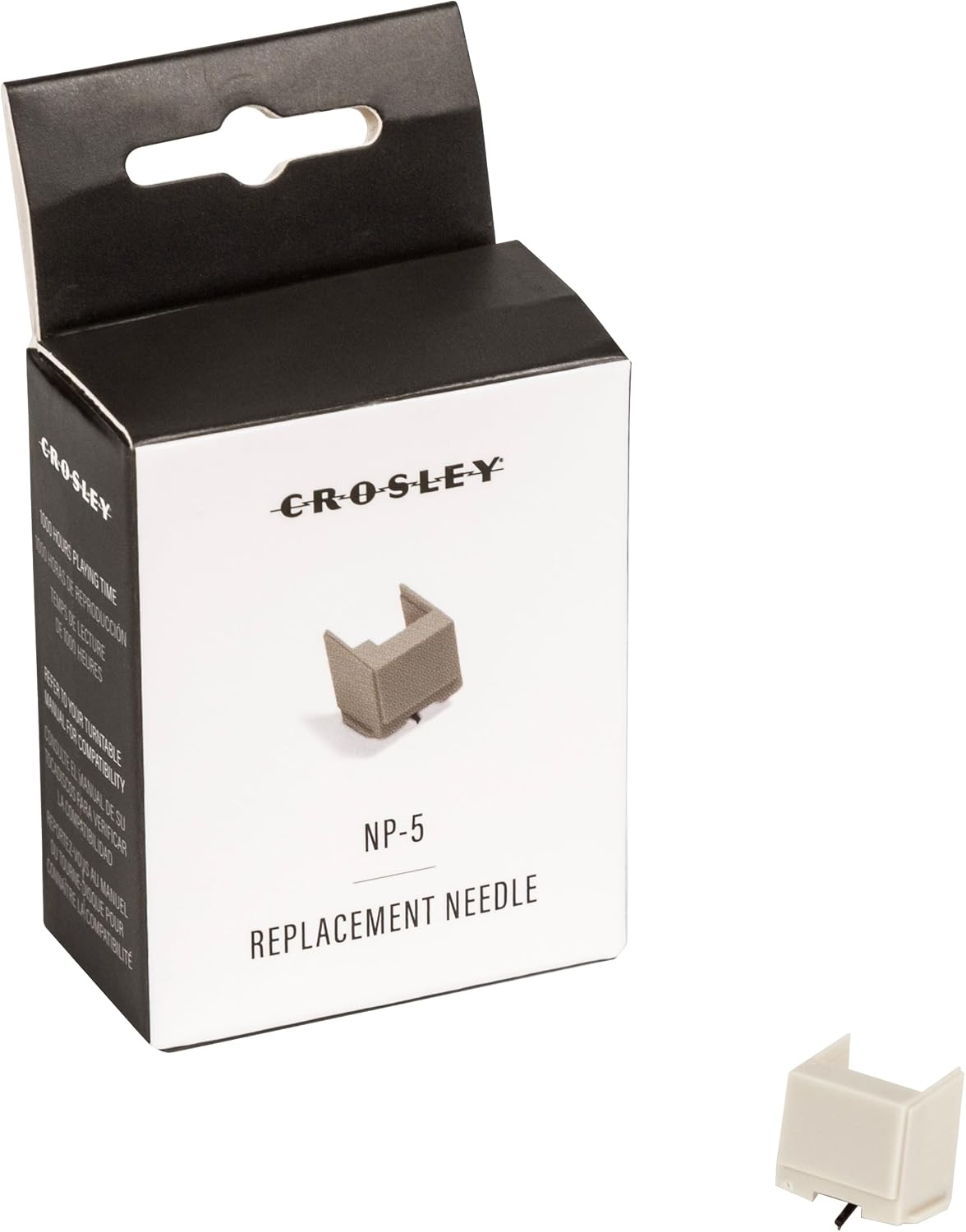 Crosley NP5 Replacement Needle,White | ABS Plastic Composition , Sapphire Tip, 3-Speed Turntable (33 1/3, 45 & 78 RPM)