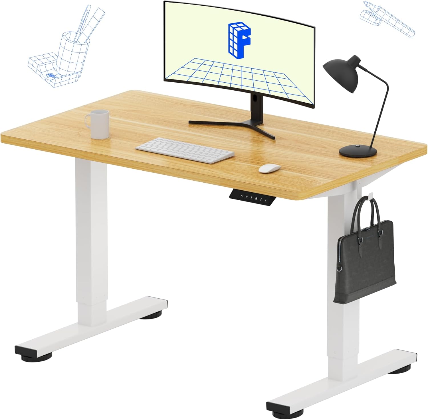 FLEXISPOT EN1 One-Piece Standing Desk, Electric Adjustable with 4 Memory Presets, 176 LBS Capacity, Stable & Quiet
