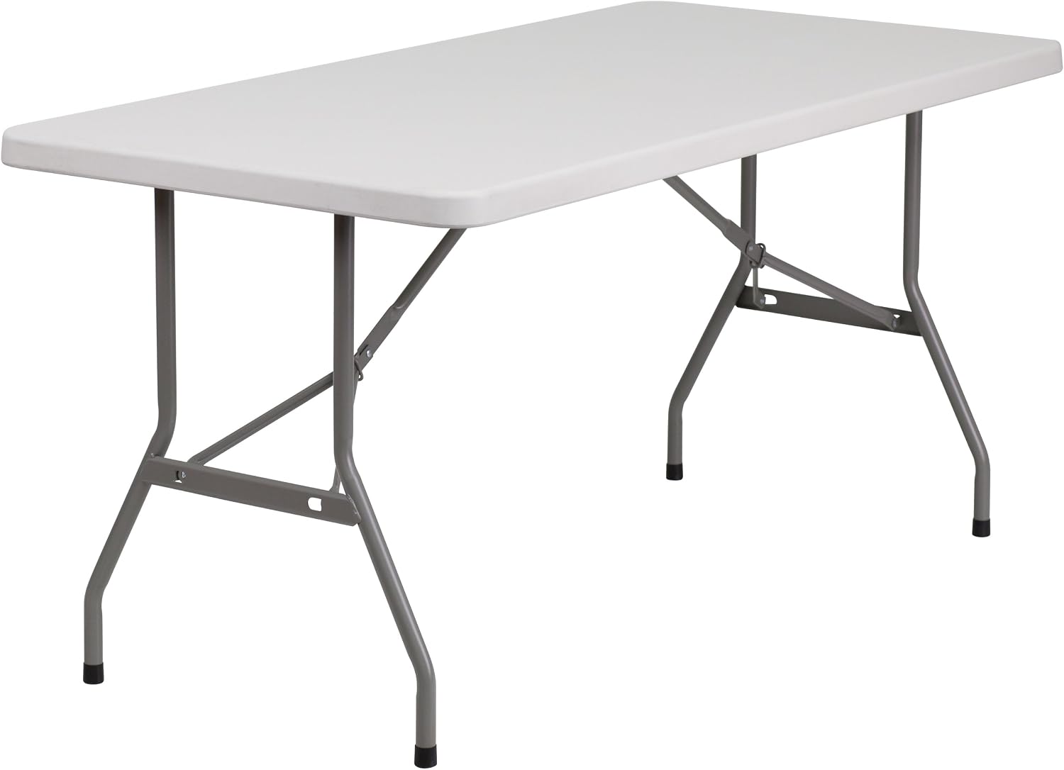 EMMA + OLIVER 5-Foot Granite White Plastic Folding Table | Lightweight, Easy Storage, Event and Banquet Table