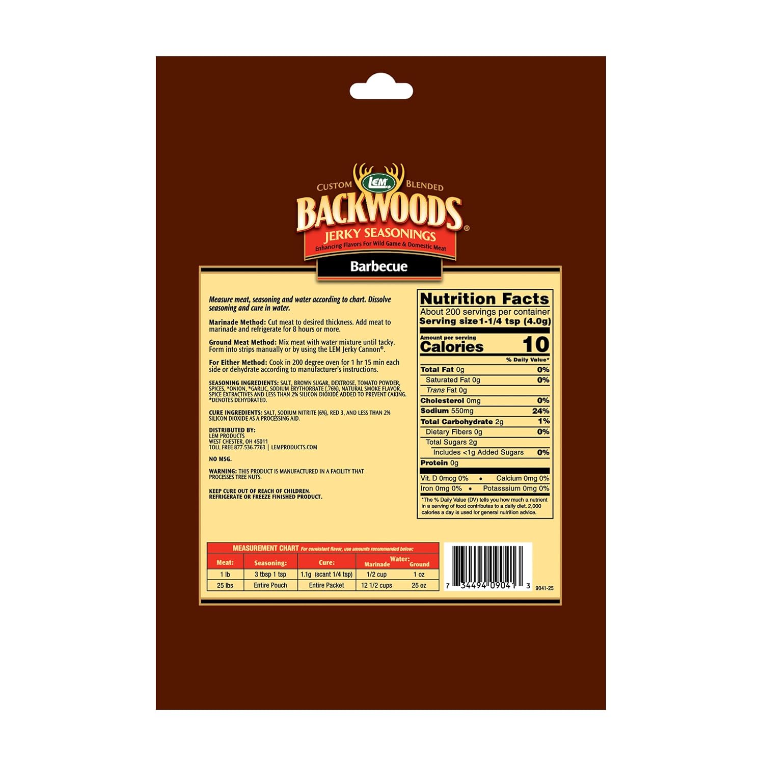 LEM Products Backwoods BBQ Jerky Seasoning, Ideal for Wild Game and Domestic Meat, Seasons Up to 25 Pounds of Meat