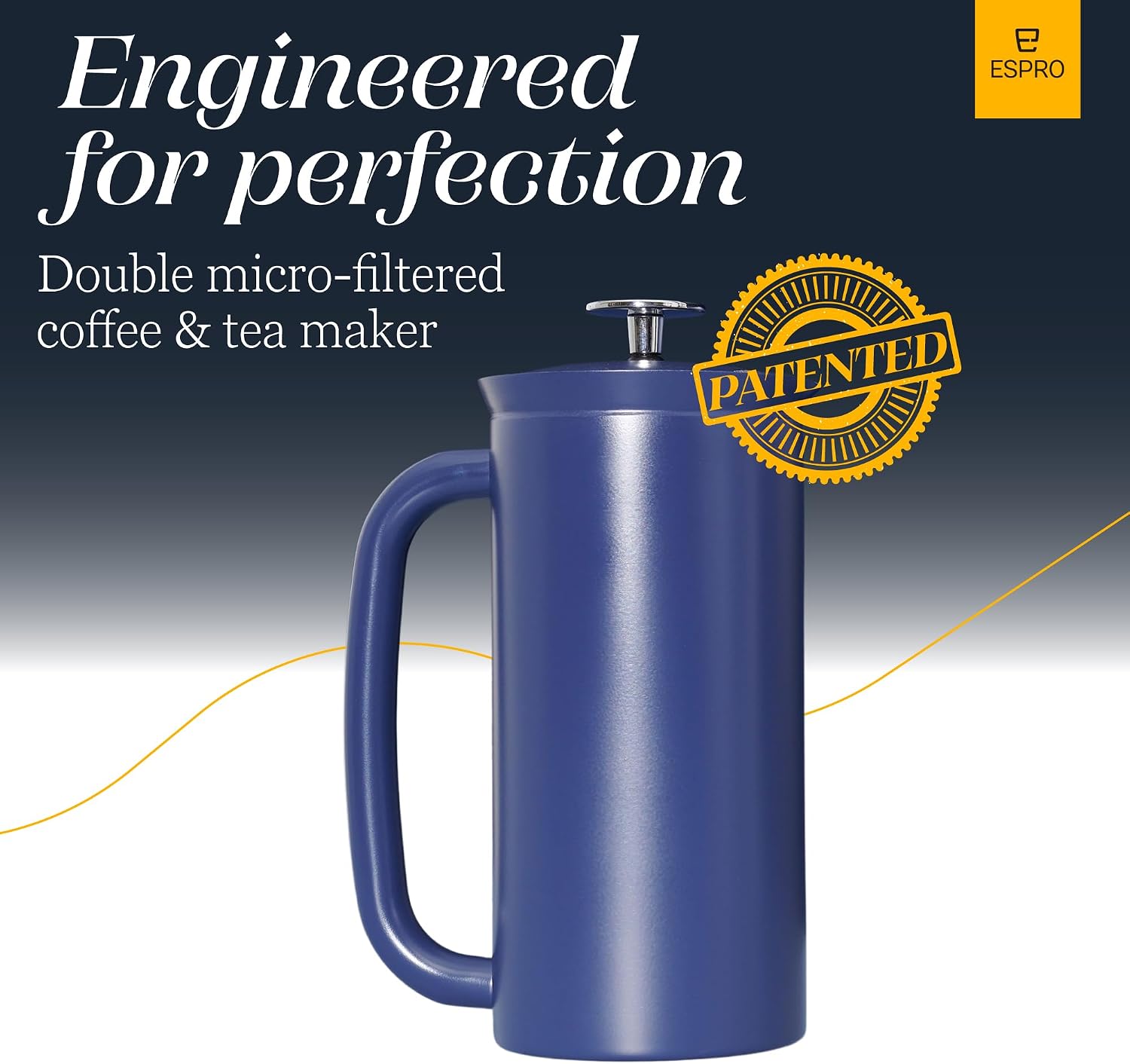 ESPRO P7 French Press, 18oz, Brushed, Stainless Steel Coffee Maker | Double Filter Coffee Press, Grit-Free Coffee, Heat Resistant Insulated tea Press, Easy Hot and Cold Coffee Brewer, Tea Brewer