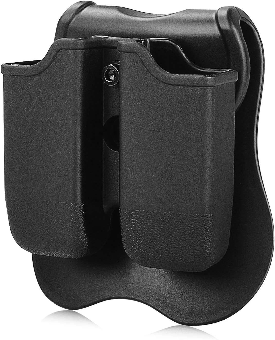 Double Mag Pouch Fit Glock 9mm/.40 Cal Magazines | Polymer Paddle Holster with 360°Adjustable Cant , Ambidextrous, Outside Waistband, Black