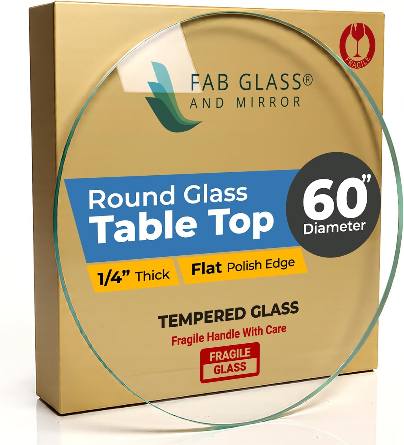 22 Inch Round Tempered Beveled Polished Edge Glass Table Top -1/2” Thick Round Glass Table Top–Heavy Duty, Dining, Coffee, and Office Tables by Fab Glass and Mirror