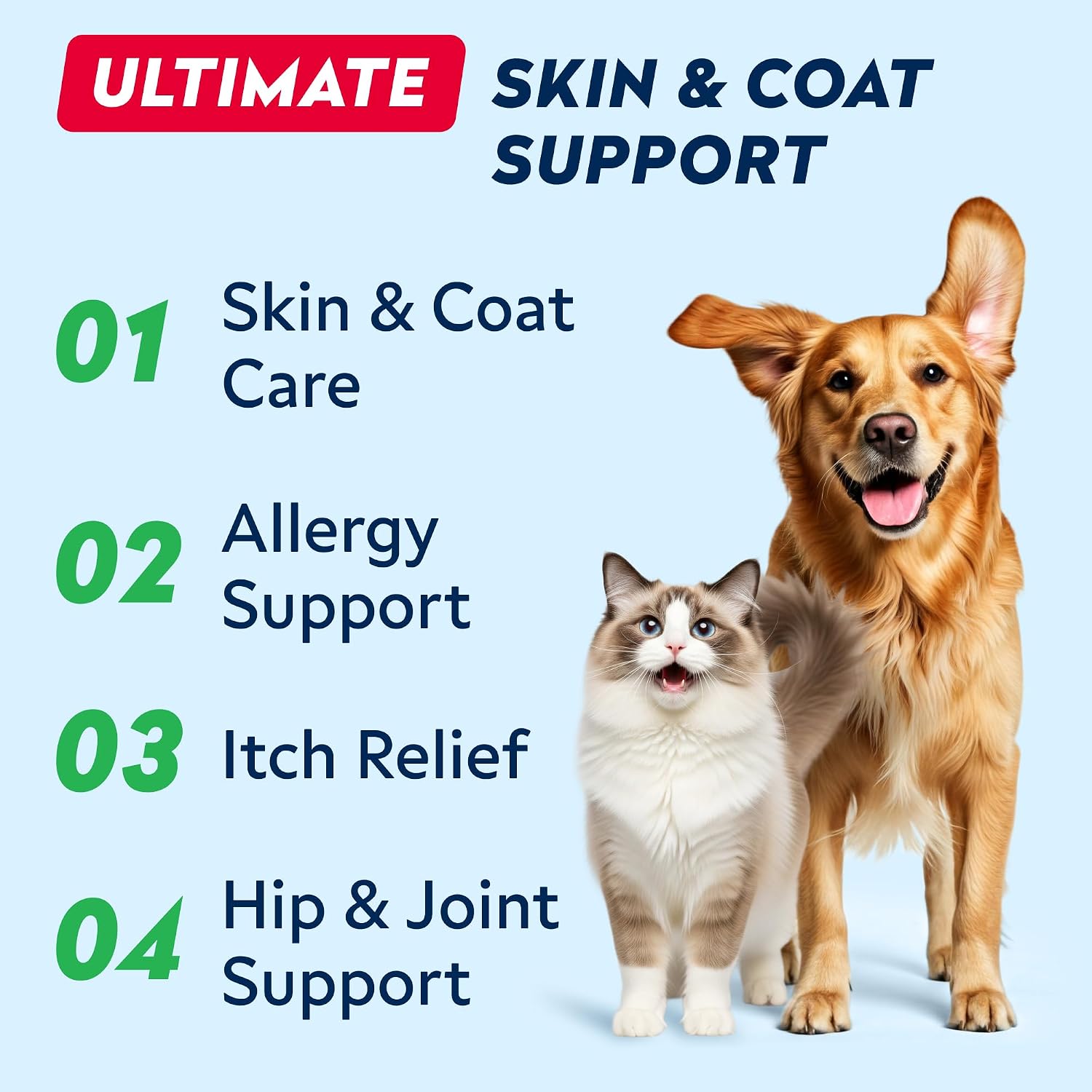 Wild Alaskan Salmon Oil for Dogs & Cats w/Omega 3 - EPA+DHA Fatty Acids