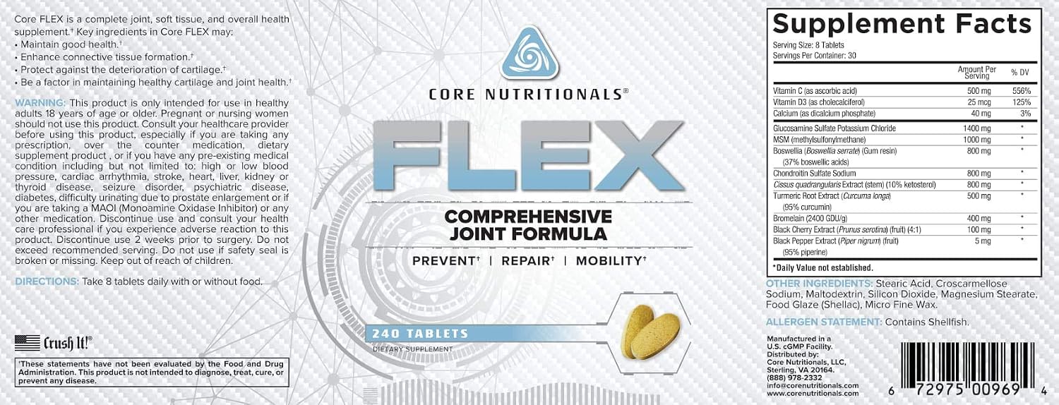 Core Nutritionals Flex Comprehensive Joint Formula, 240 Tablets