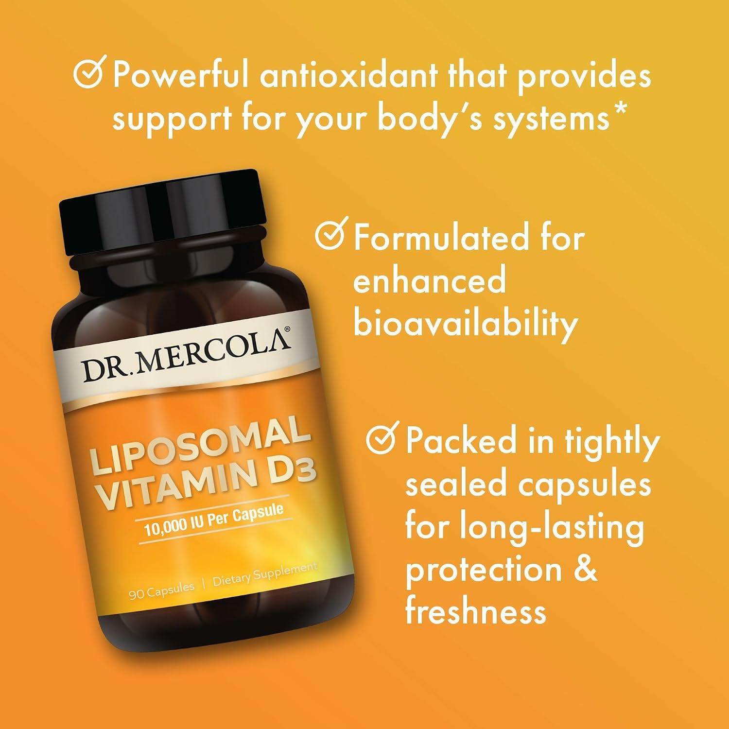 Dr. Mercola Liposomal Vitamin D3 - Supports Heart, Bone & Immune Health - 5,000 IU Per Serving - Non-GMO, Soy Free & Gluten Free - 30 Capsules (30 Servings)