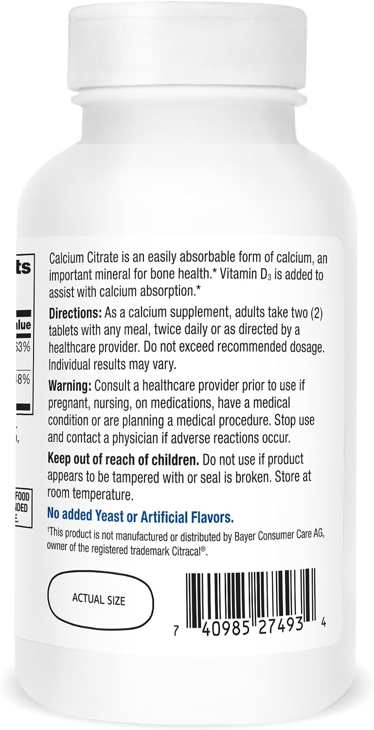 21st Century Calcium Citrate Plus D3 Maximum - 630 mg Calcium, Bone Health Support, Easily Absorbable, Gluten Free, Non-GMO, Compare to Citracal +D3, 400 Tablets