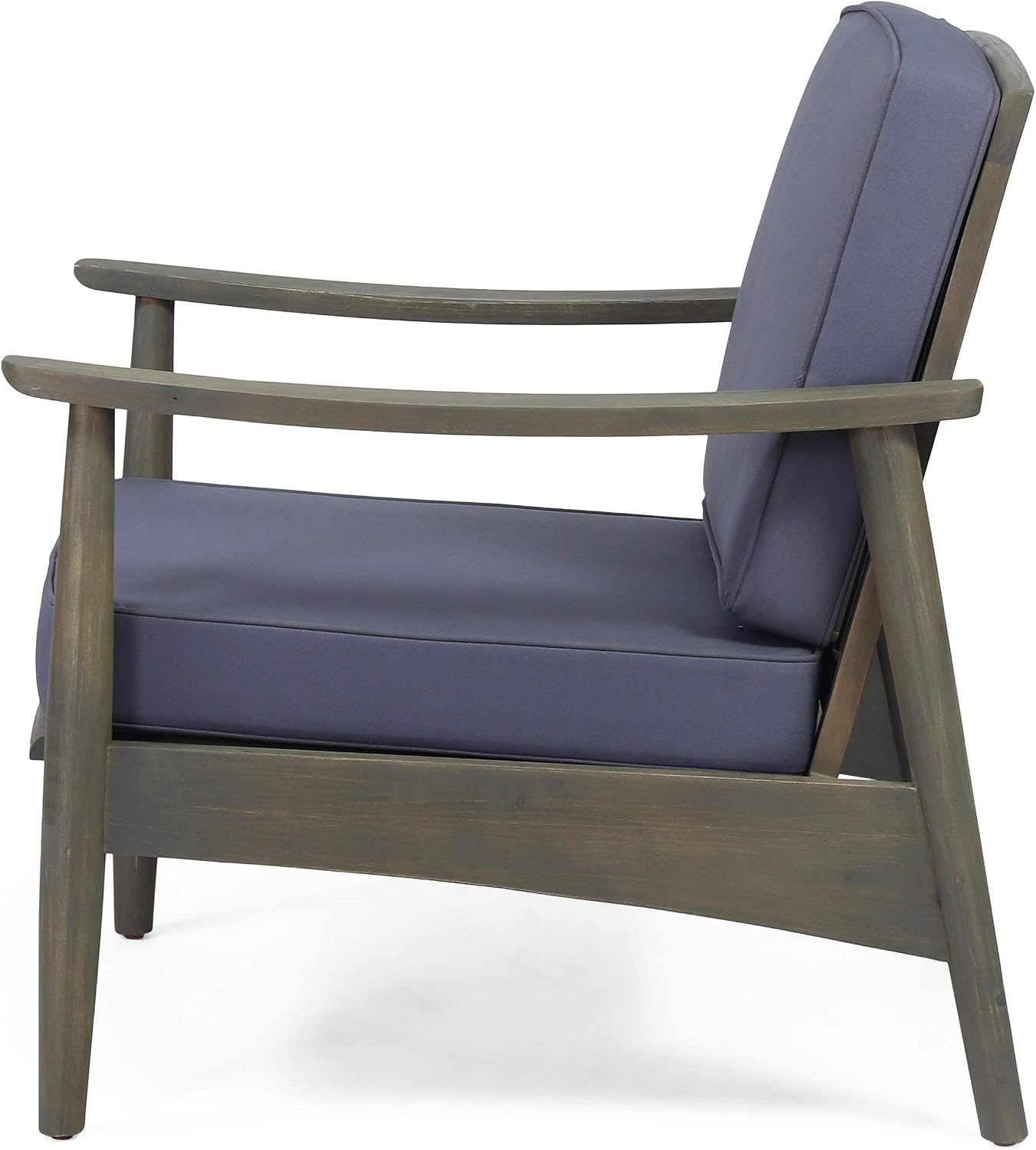 Christopher Knight Home Willowbrook Outdoor Club Chair with Cushion - Acacia Wood - Black (Set of 2)