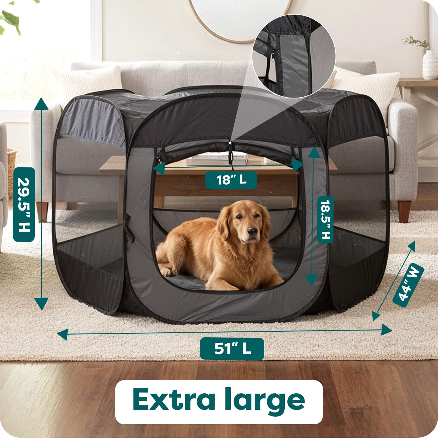 Furhaven Portable Dog Playpen Cat Tent, Pet playground,Kennel foldable indoor outdoor zippered puppy crate - Hunter Green, Medium