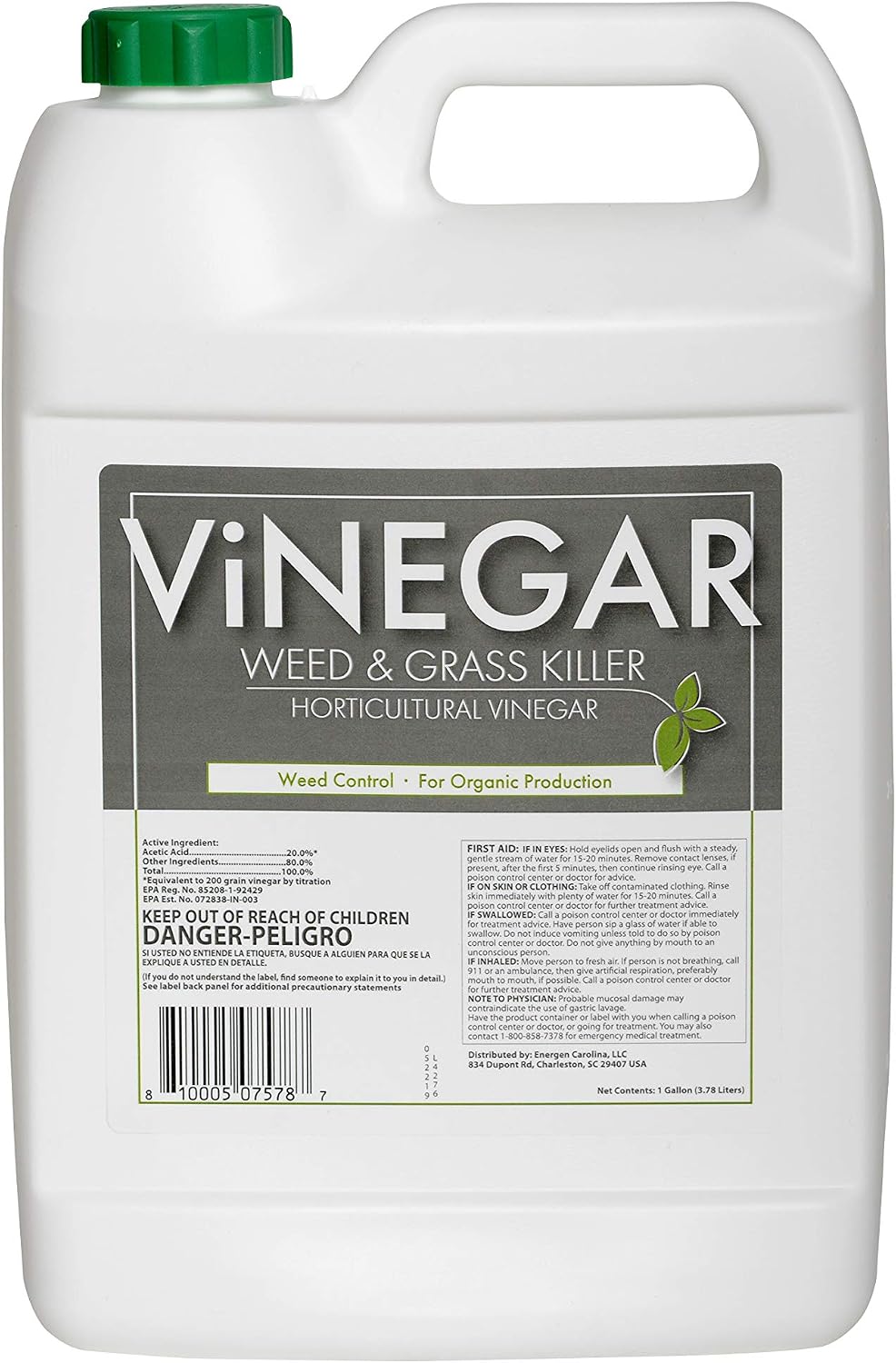 578 Vinegar Weed & Grass Killer Approved for Organic Production Pet Safe Glyphosate Free Herbicide, Gallon 1, Yellow