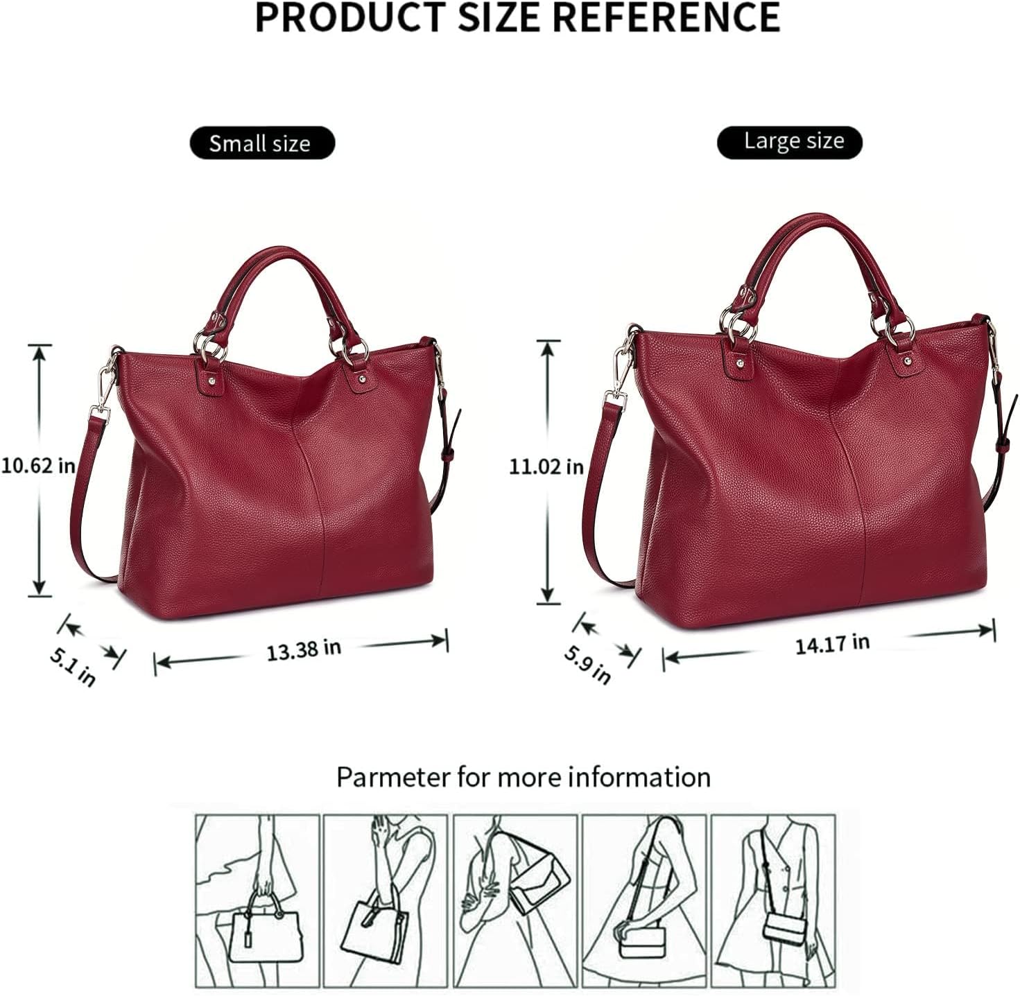 Kattee Genuine Leather Tote Purse for Women, Top Handle Satchel | Soft genuine leather tote with roomy storage and versatile carry for work, shopping, and travel.