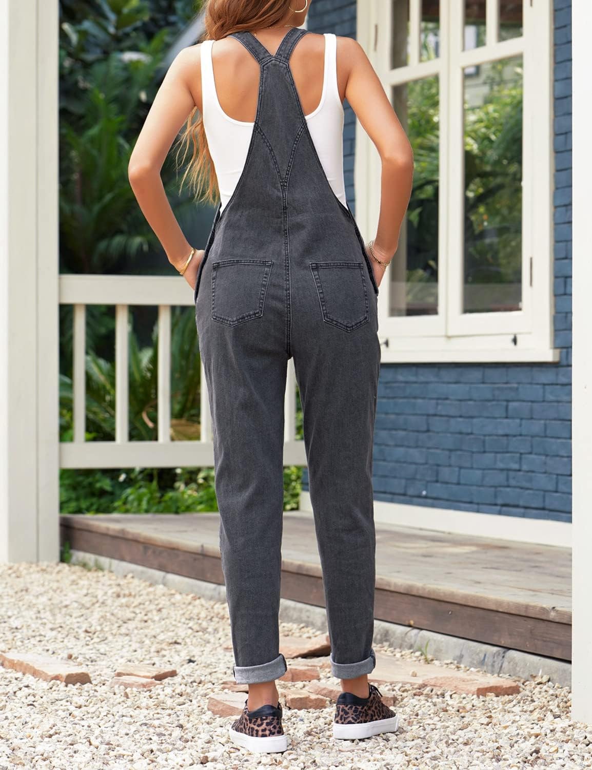 LookbookStore Denim Overalls for Women Dressy Stretch Bib Jean Jumpsuits