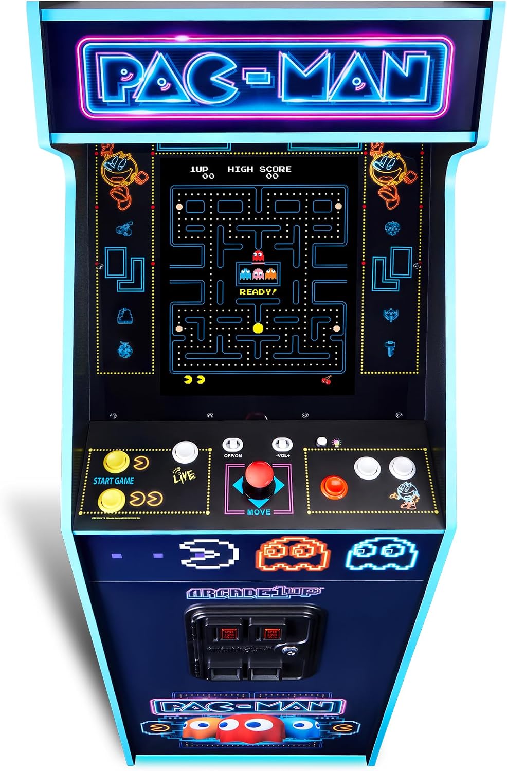 Arcade1Up Pac-Man Deluxe Arcade Machine, 14 Games, Neon | 17-Inch Screen, Retro Console Cabinet for Home, Stand Up Video Game, 5 Feet Tall