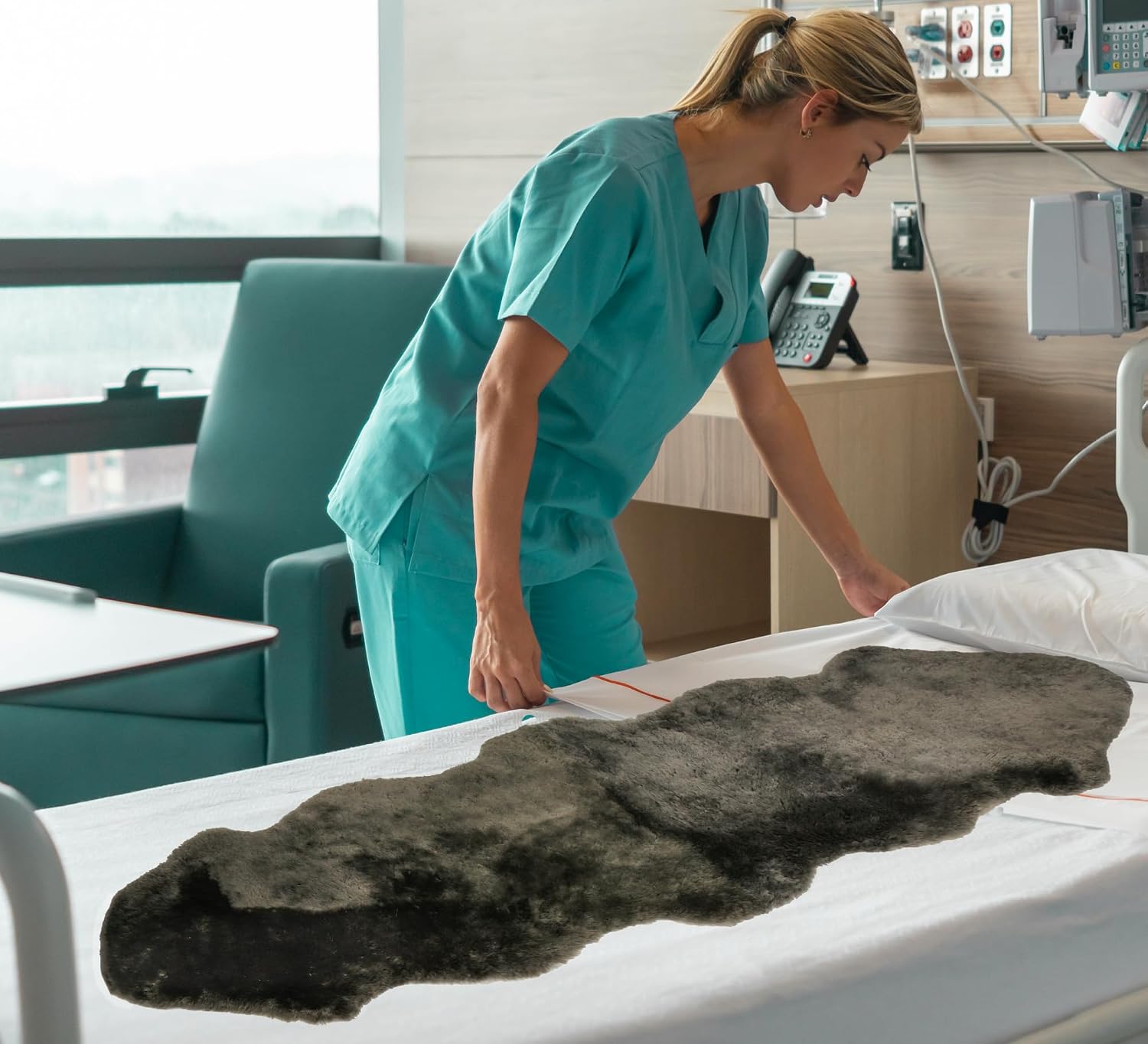Natural Medical Sheepskin Pad, Non-Slip Back, Natural, 17 x 17 in, 1 Pack