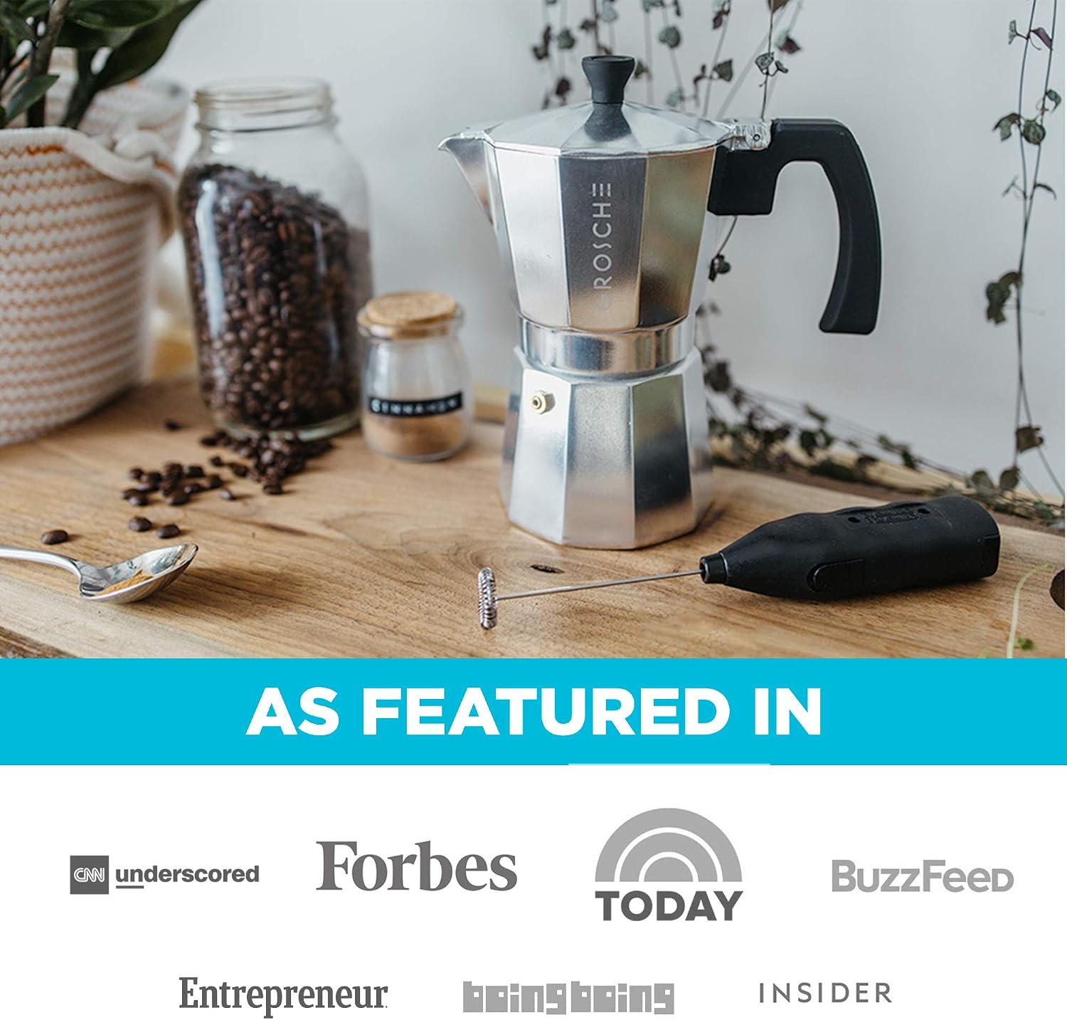 GROSCHE Milano Moka Pot | 9 Espresso Cup - 15.2 oz | Stovetop Espresso Percolator & Coffee Maker – Portable, Ideal for Home and Camping | Cuban Coffee Maker And Italian Moka Pot For Stovetop Espresso; For Gas, Electric, And Propane Stoves With A Soft-Tou…