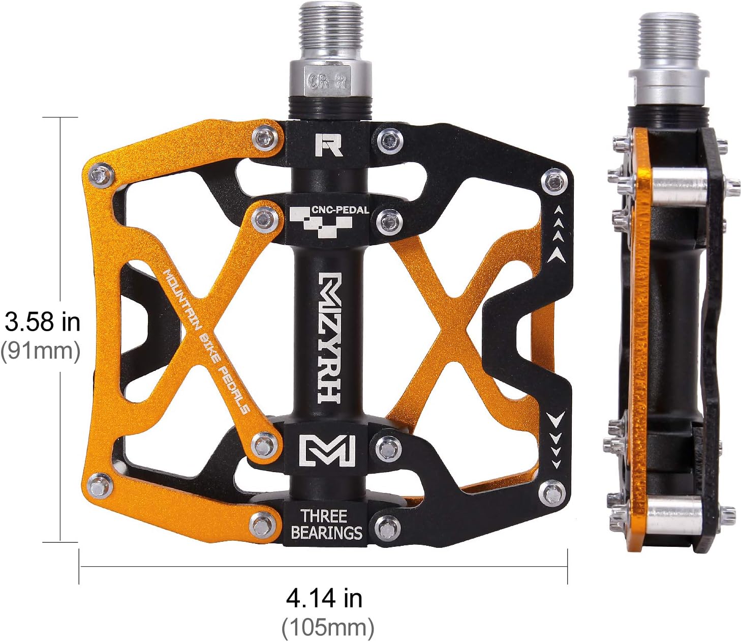 MZYRH Mountain Bike Pedals, Ultra Strong Colorful CNC Machined 9/16" Cycling Sealed 3 Bearing Pedals