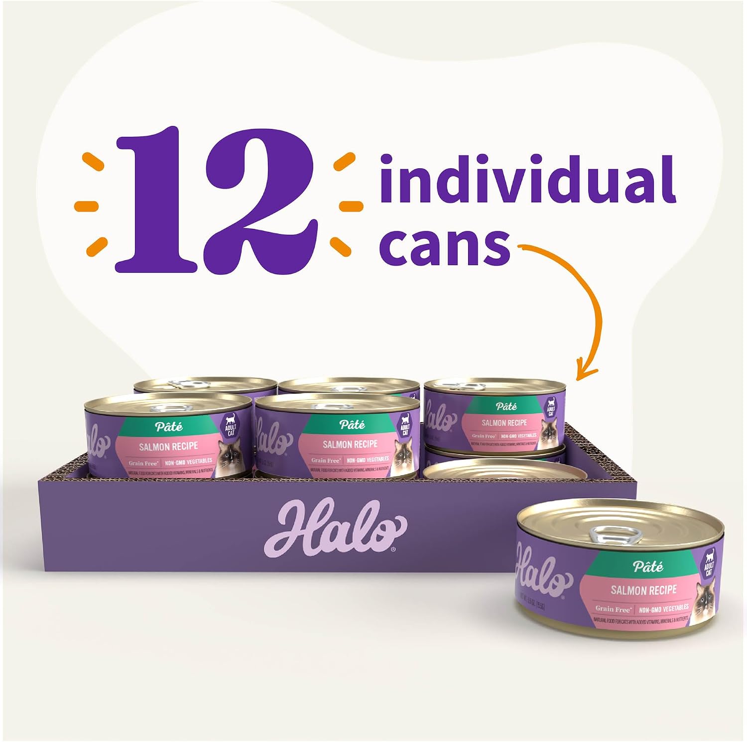 Halo Wet Cat Food Real Chicken Recipe, Grain-Free Wet Pate, Canned Cat Food for Extra Hydration, 5.5 Oz Can (Pack of 12)