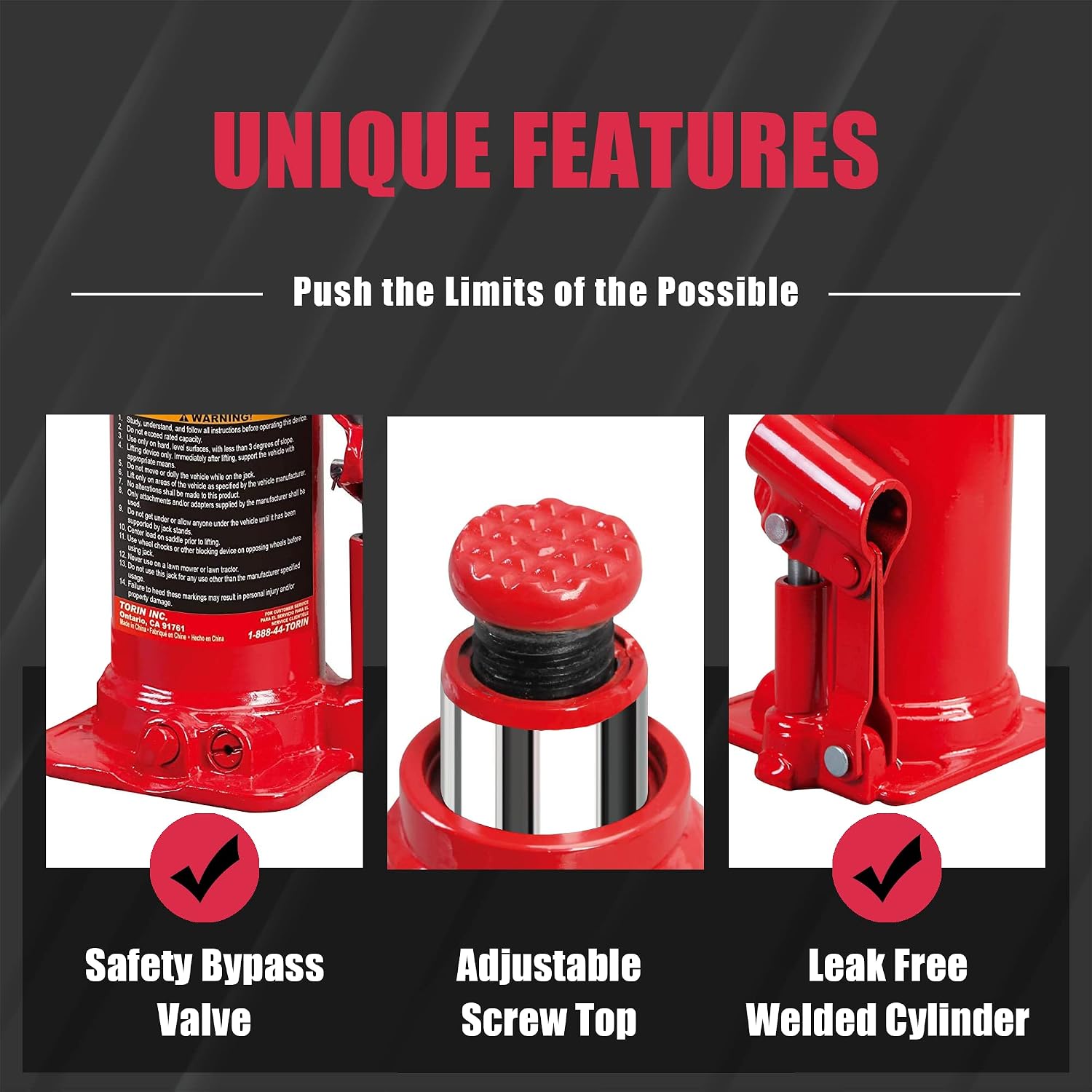 Torin T90413 Big Red Hydraulic Bottle Jack with Carrying Case, 4 Ton (8,000 lb) Capacity