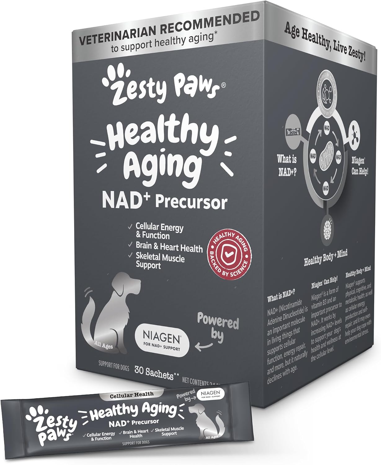 Zesty Paws Dog Multivitamin, Chewable Dog Vitamins and Supplements for Hip & Joints, Skin & Coat, Omega 3 Fish Oil for Dogs- Senior & Puppy Multivitamin- Chicken- 90ct