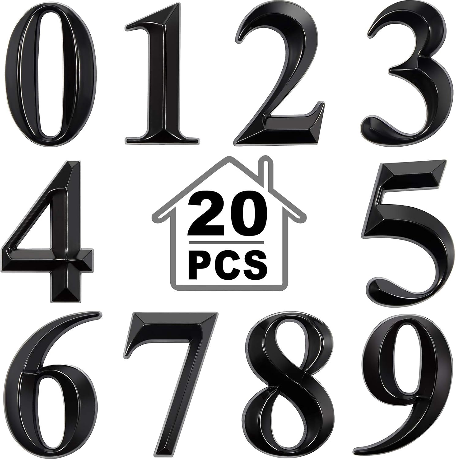 Jetec 10 Pieces 3D Mailbox Numbers 0-9 Self Adhesive 2 Inch Address Numbers Stickers Door House Style Street Mailbox Sign for Apartment Home and