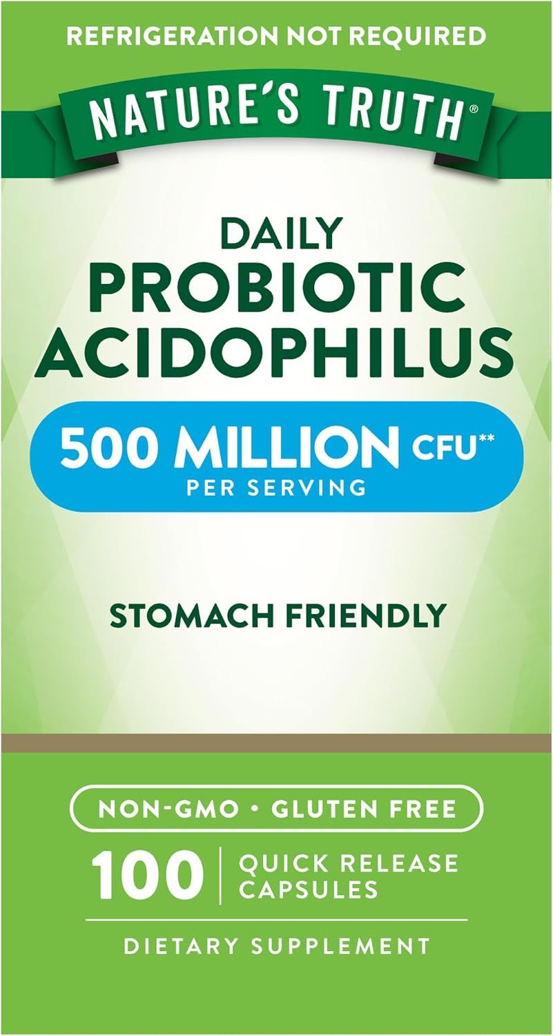 Nature's Truth Probiotics for Men and Women | 500 Million CFU | 100 Capsules | Non-GMO & Gluten Free Supplement