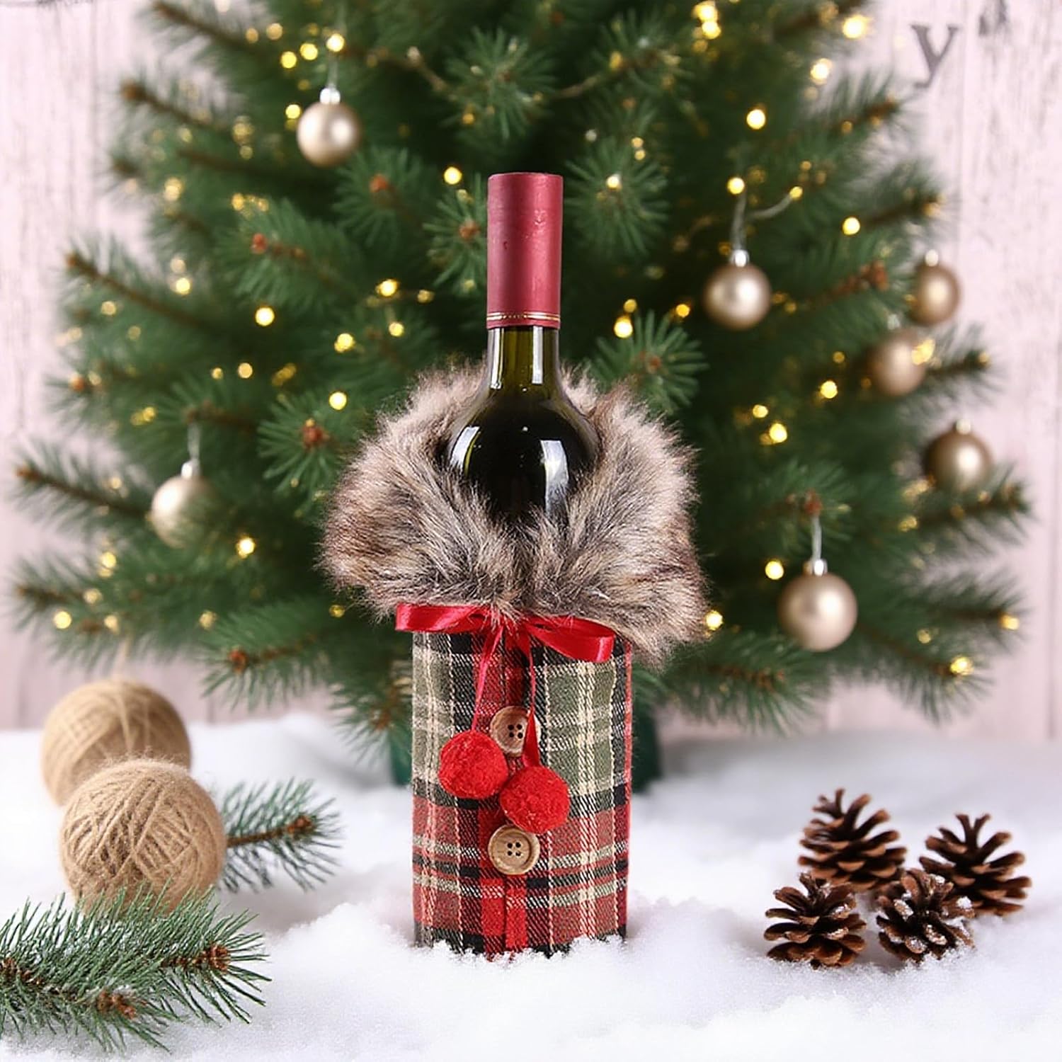 2pcs Christmas Sweater Wine Bottle Cover Party Decoration