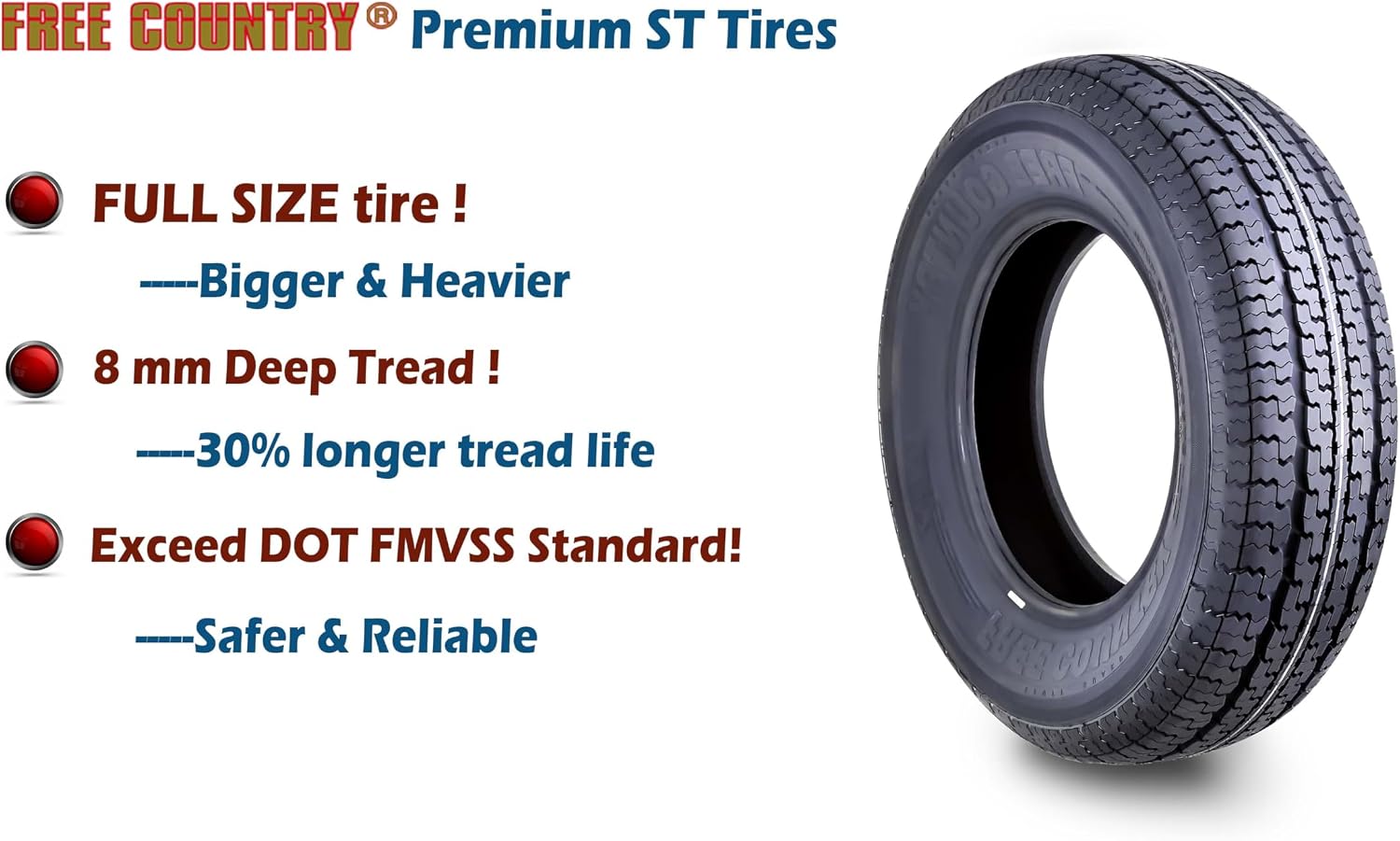 FREE COUNTRY 2 Premium Trailer Tire ST225/75R15 10PR LRE 117N w/Scuff Guard