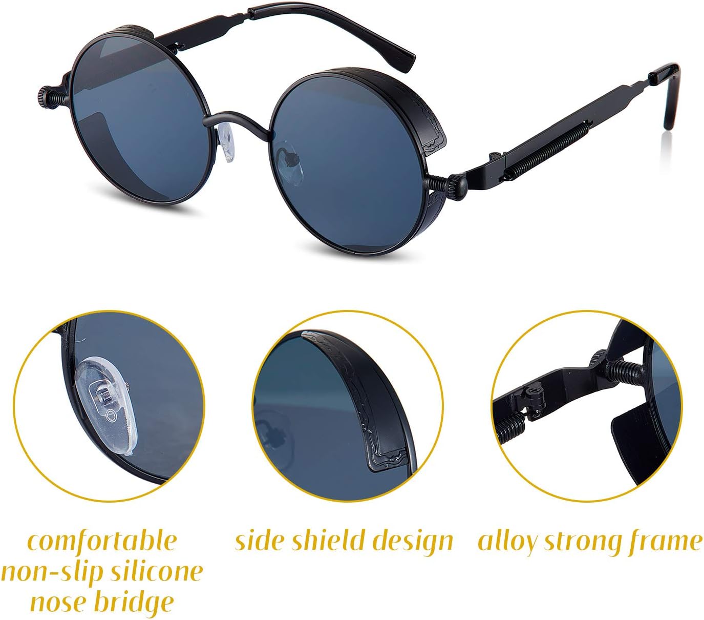 Frienda 4 Pcs Retro Steampunk Sunglasses