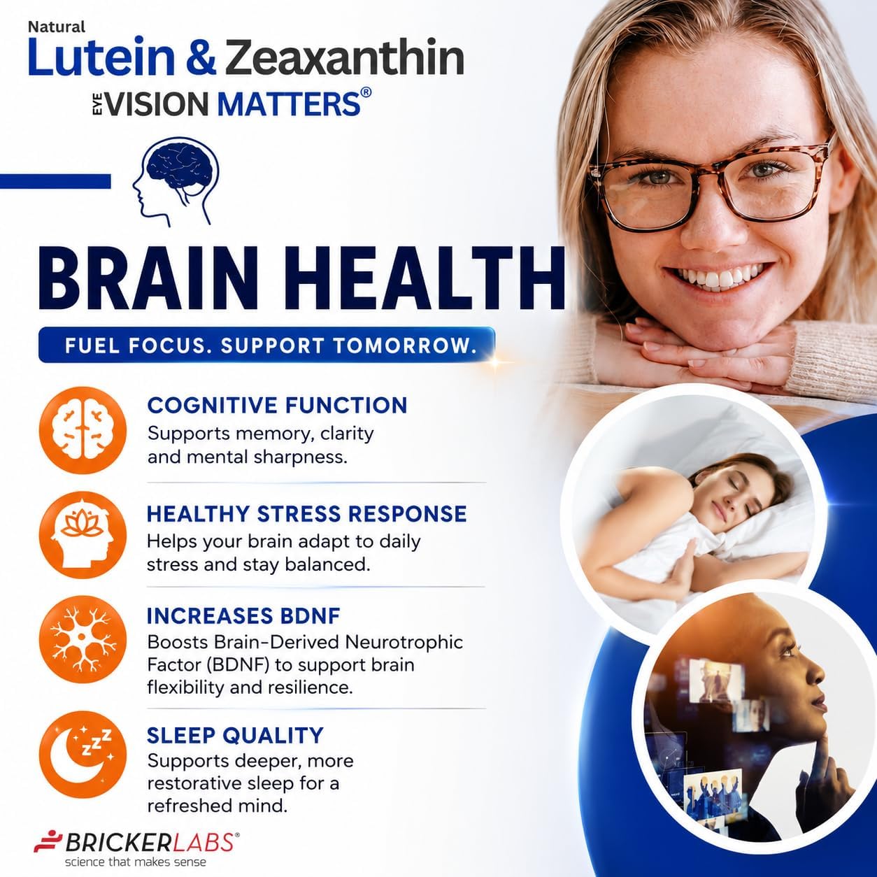 Bricker Labs Natural Lutein + Zeaxanthin Eye Supplement – Supports Eye, Brain, and Skin Health with Macular Carotenoids, Superior Bioavailability