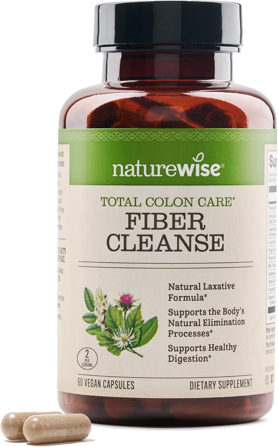 NatureWise Total Colon Care Fiber Cleanse - Natural Laxative Blend - Herbal Laxatives, Prebiotics, & Enzymes for Regularity, Digestion