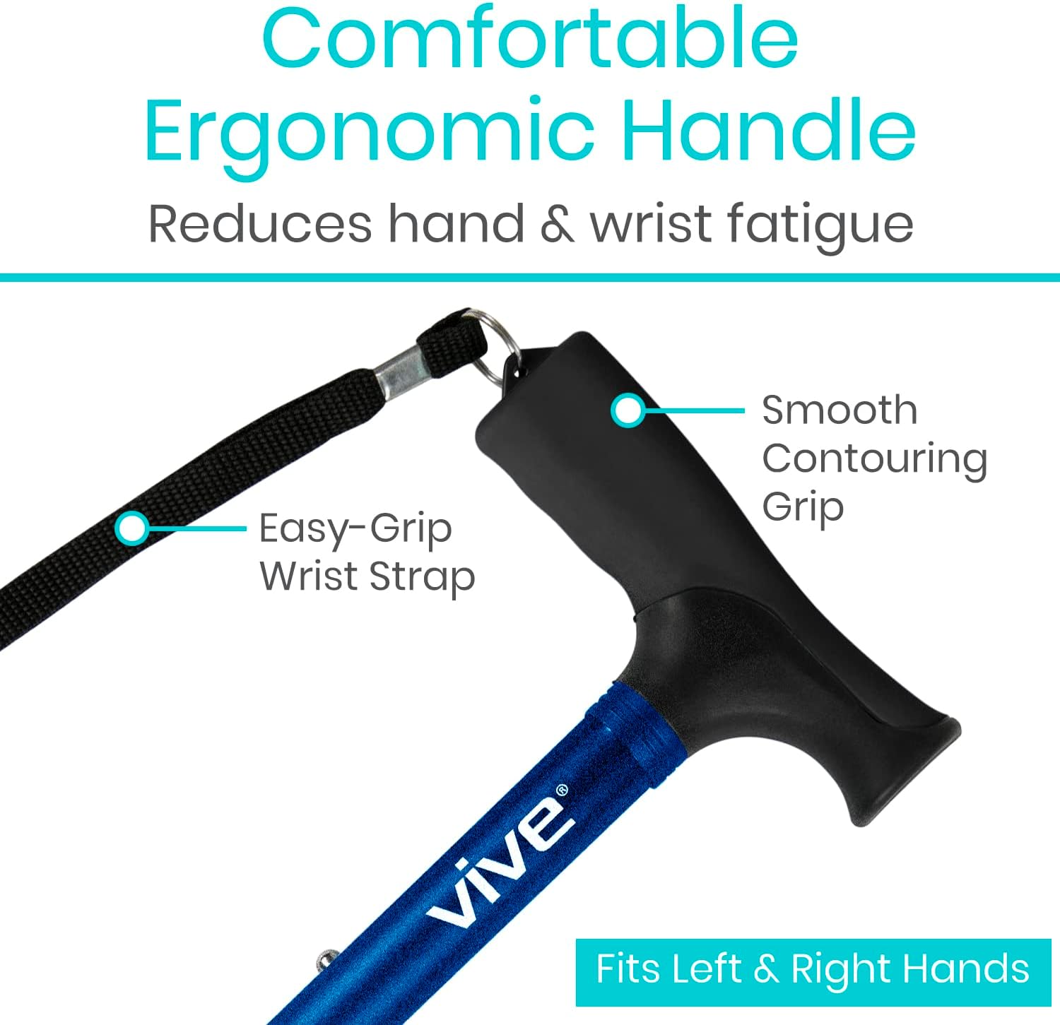Vive Folding Cane - Foldable Walking Cane for Men, Women - Fold-up, Collapsible, Lightweight, Adjustable, Portable Hand Walking Stick - Balancing Mobility Aid - Sleek, Comfortable | Lightweight, Adjustable, Portable Hand Stick Balancing Mobility Aid Slee…