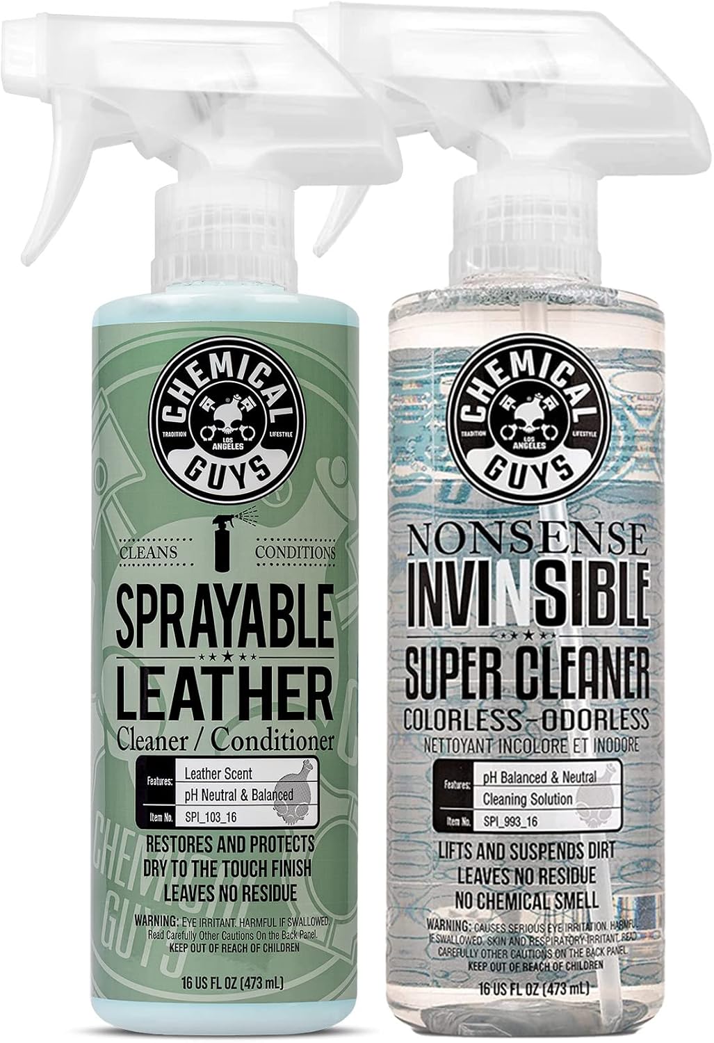 Chemical Guys, Sprayable Leather Cleaner & Conditioner in One Spray, 16 oz | One-step spray cleans and nourishes leather, vinyl and faux on seats, furniture and apparel, dirt lifts away