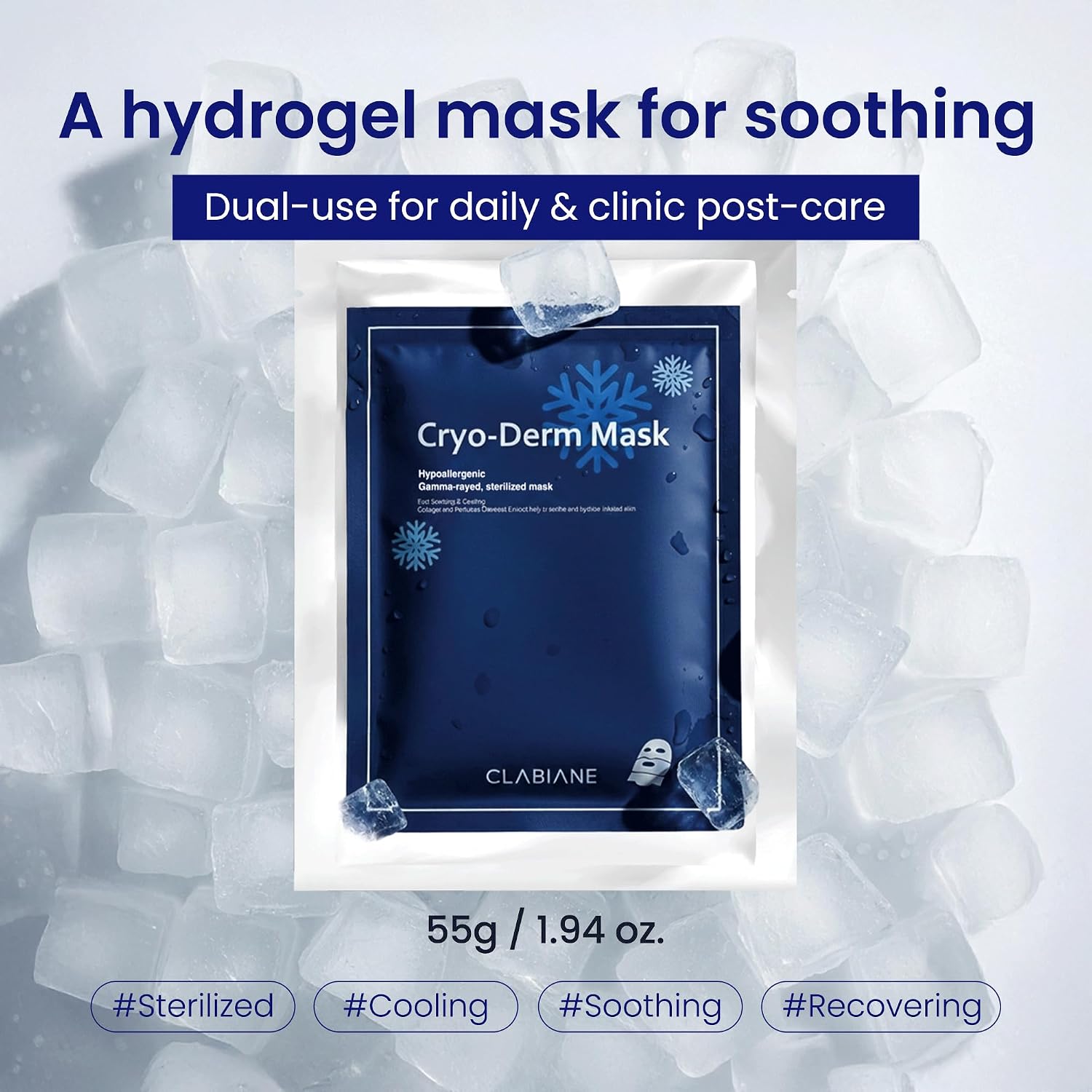 Cryo-Derm Mask, Gamma-ray satilization, No preservatives, Post-care after laser treatment, Hypoallergenic