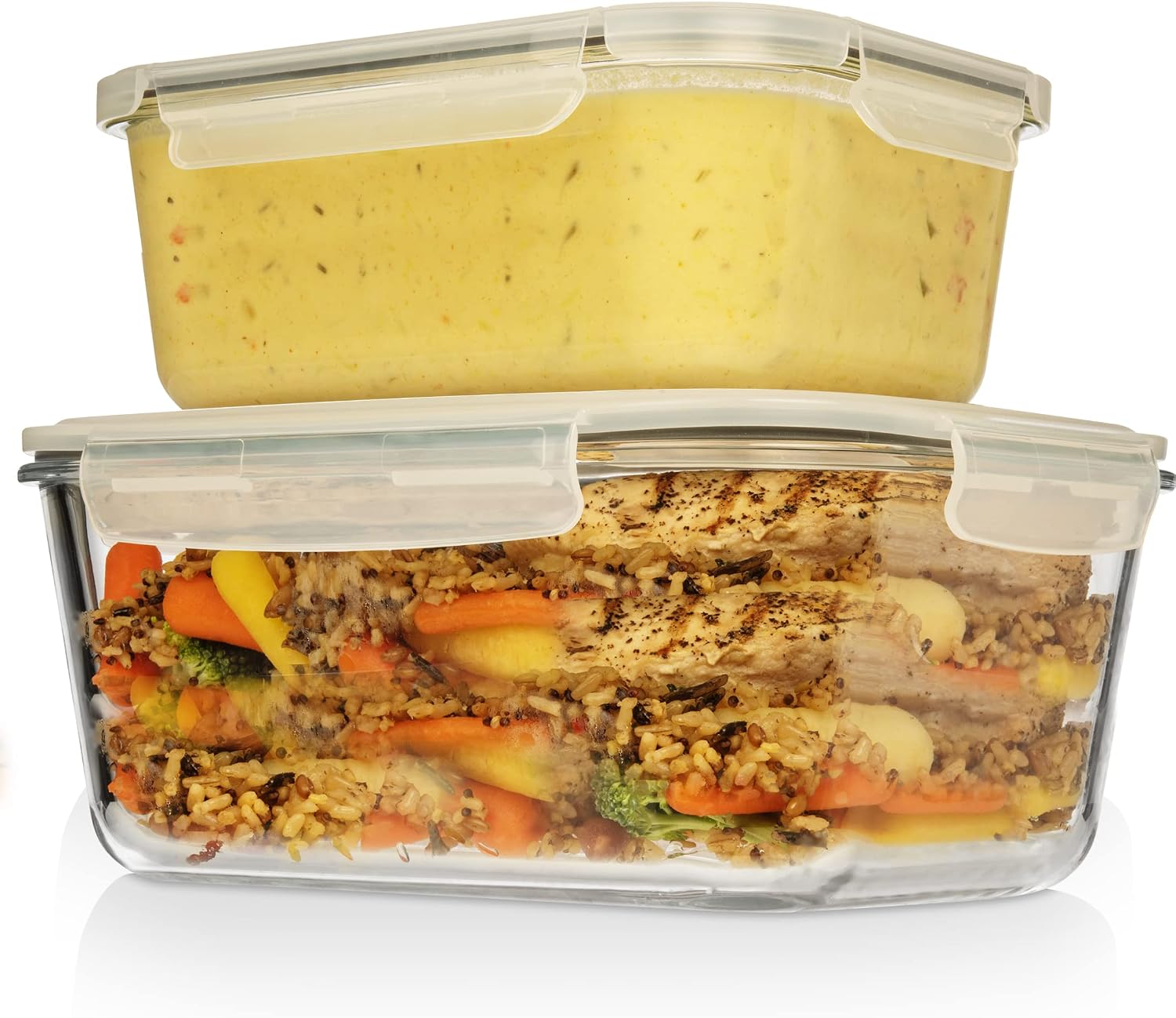 Razab 4 Pc (2700ML/ 91 Oz & 1520ML/ 51 Oz) Airtight Large Glass Food Storage Containers with Lids - BPA Free