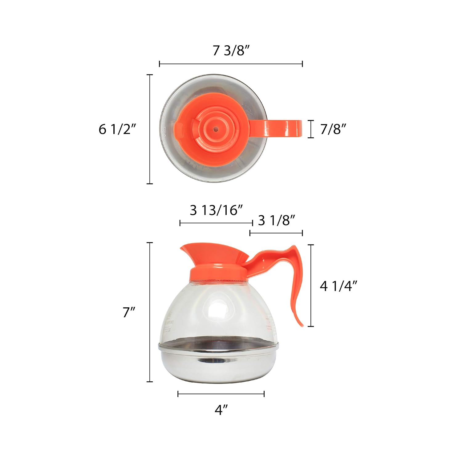 Thunder Group PLCD064D Coffee Decanter, 64 oz. Capacity, Durable Plastic Handle/top, Decaf, Break-Resistant, Polycarbonate Body, Stainless Steel Base