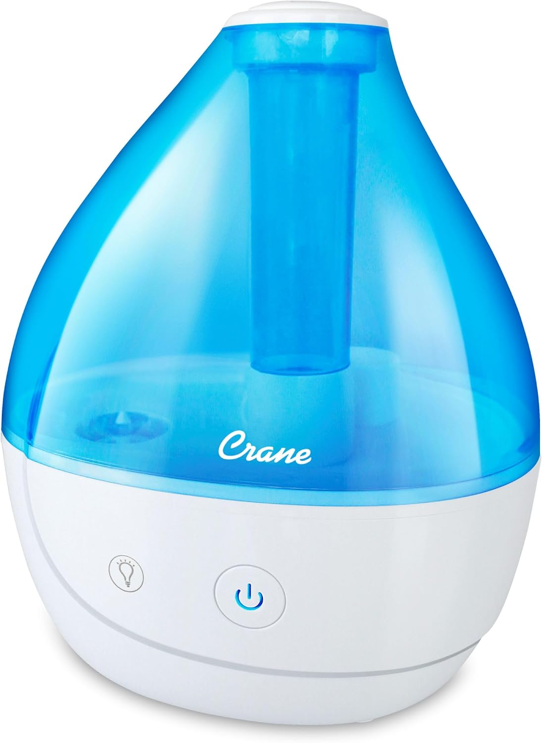 Crane Personal Ultrasonic Cool Mist Travel Humidifier and Vaporizer for Congestion Relief, 360° Adjustable Nozzle, Filter-Free .75 Liter Tank, Blue/White, Office Humidifier