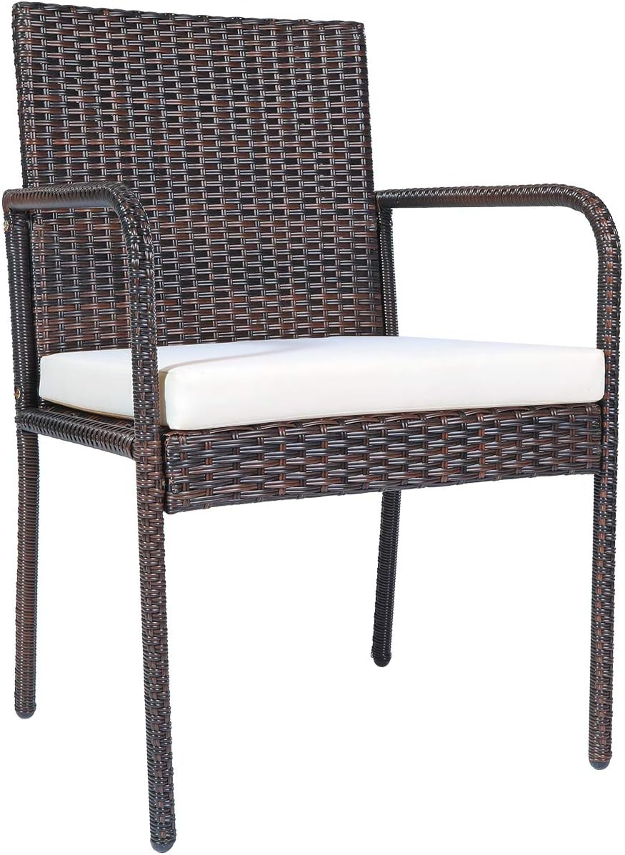 Outdoor Patio Wicker Chairs Set of 4, with Heavy Duty Steel Frame and Soft Cushions, All Weather Resistant Outdoor Dining Set, Suitable for Poolside
