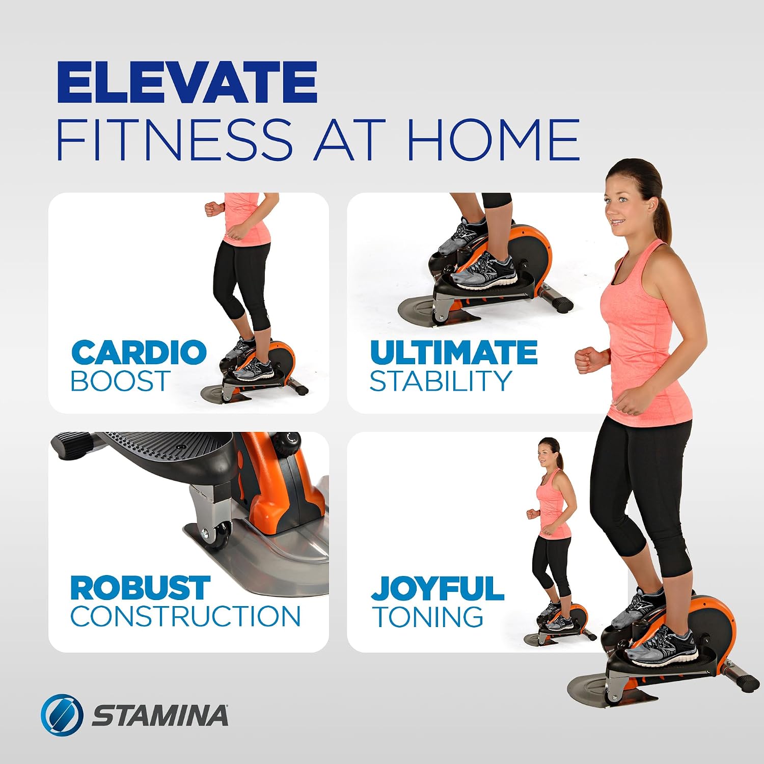 Stamina Inmotion Compact Strider Foot Exercise Machine - Under Desk Elliptical - Standing or Seated Elliptical Fitness Equipment