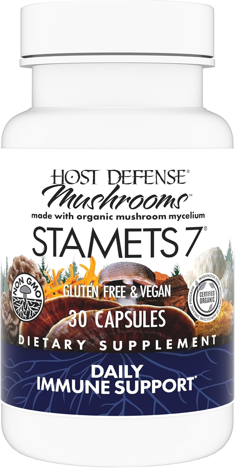 Host Defense Stamets 7-7 Species Blend - Mushroom Supplement for Immune Support - Includes Royal Sun Blazei, Cordyceps, Reishi, Maitake, Lion's Mane, Chaga & Mesima - 60 Capsules (30 Servings)*