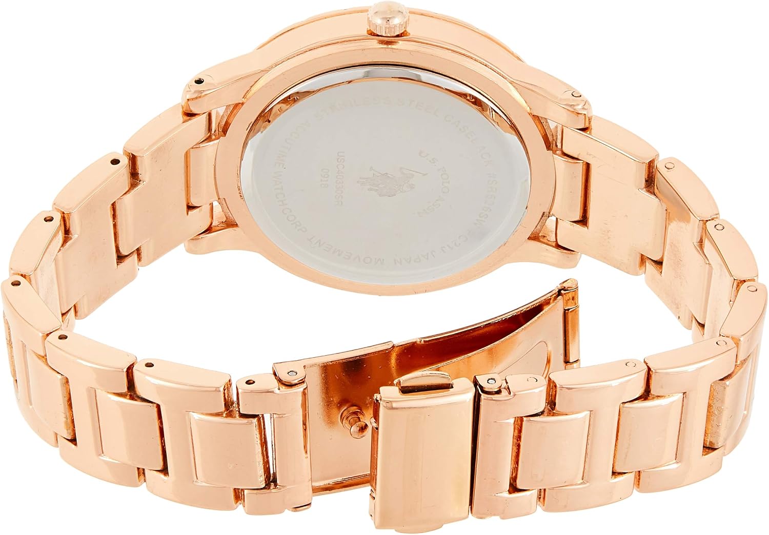 U.S. Polo Assn. Women's Rose Gold-Tone Watch – Elegant Crystal Bezel, Durable Bracelet