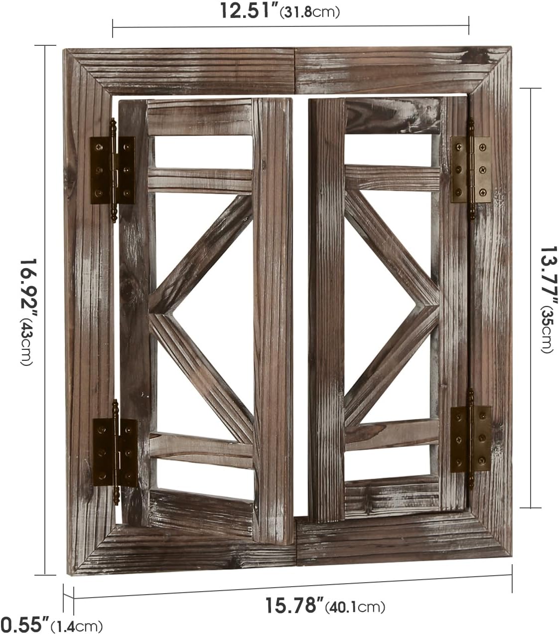 J JACKCUBE DEISGN Rustic Wood Window Frame with Opening-doors, Wall Art Decor Hanging Window Panes, Farmhouse Wall Décor for Living Room, Bathroom