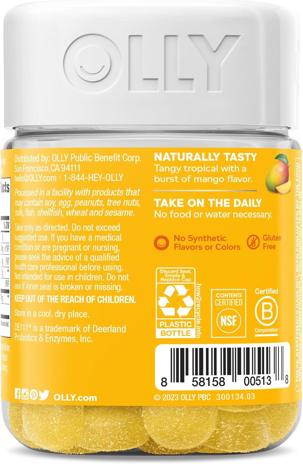 OLLY Probiotic Gummy, Immune System & Digestive Support*, Mango - 50 Count