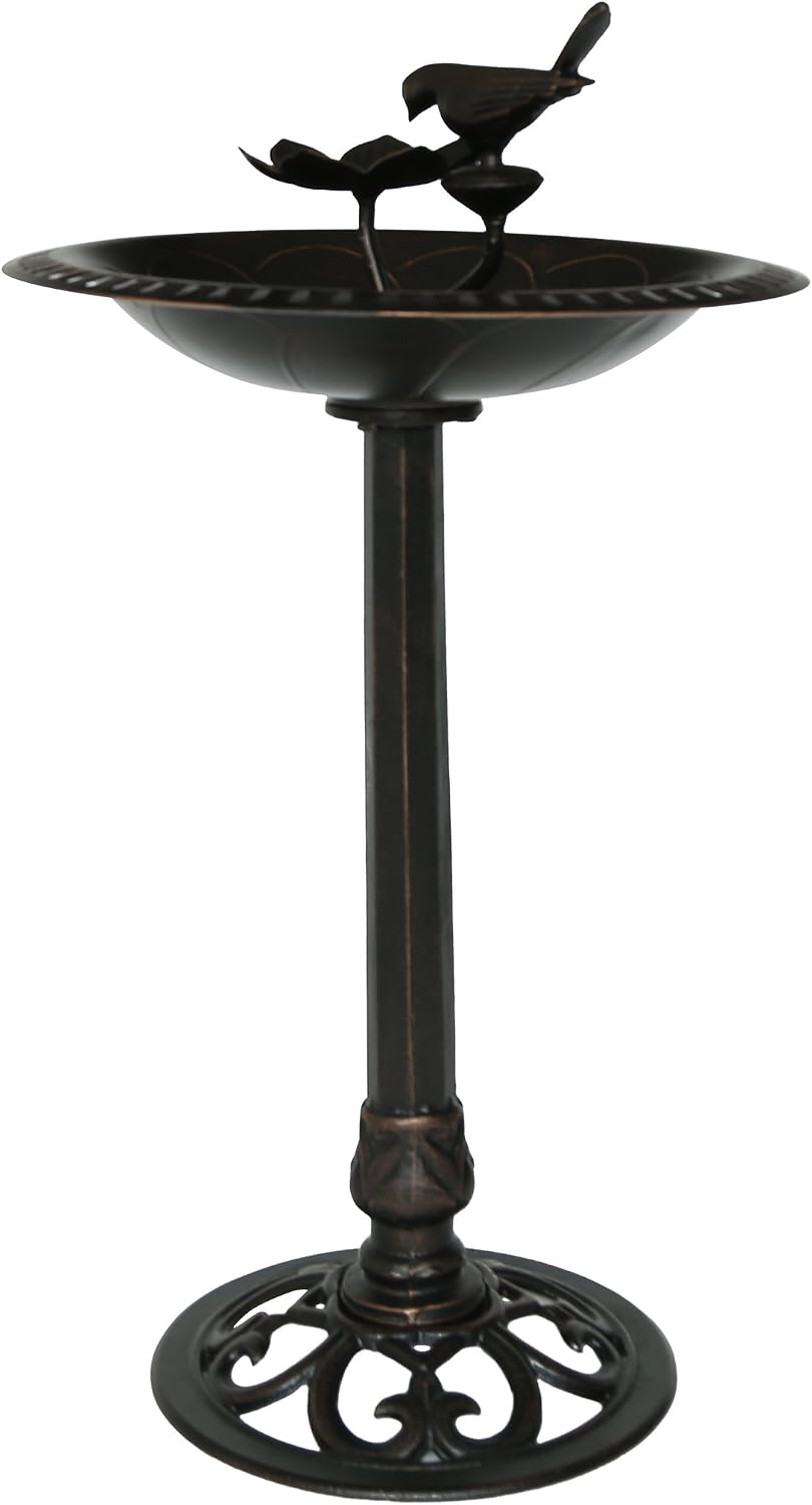 Christopher Knight Home Anessa Outdoor Aluminum and Iron Bird Bath, Shiny Copper