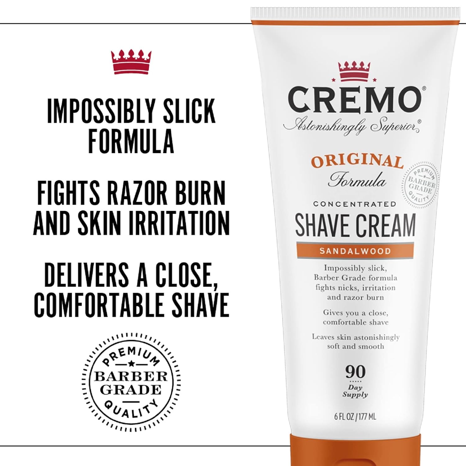 Cremo Original Shave Cream, Astonishingly Superior Ultra-Slick Shaving Cream for Men, Fights Nicks, Cuts and Razor Burn, 6 Fl Oz