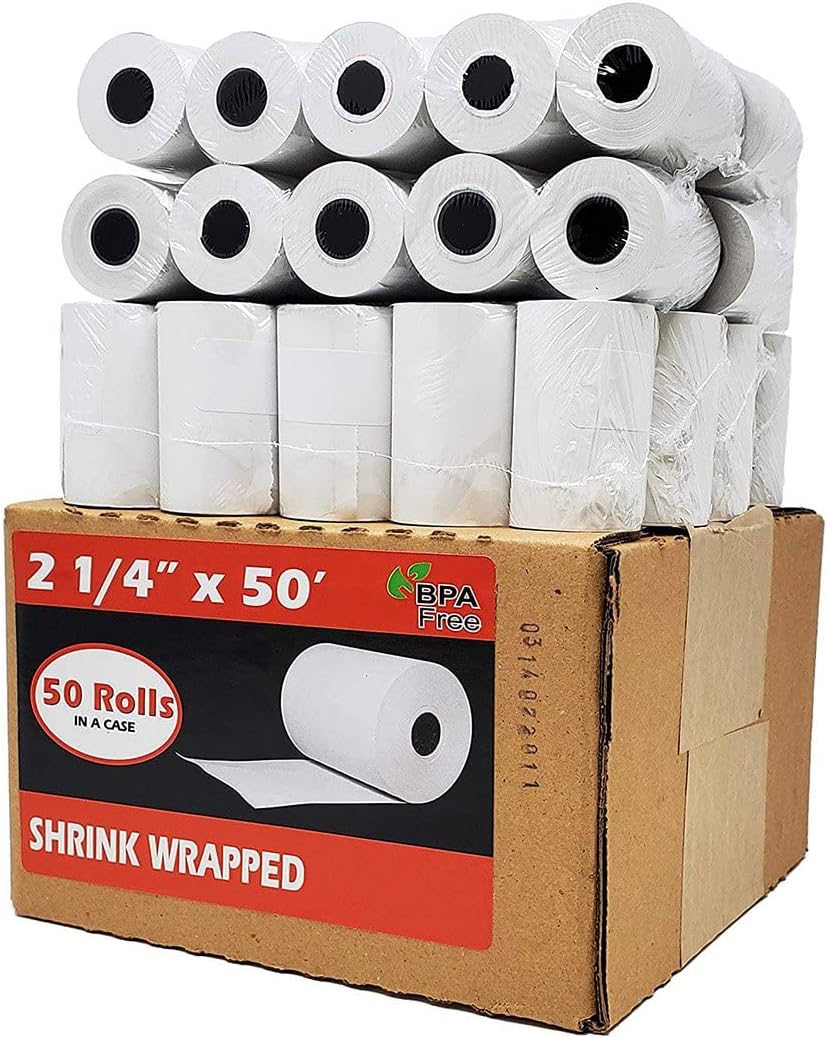 (50 Rolls) 3 1/8 x 230 Thermal Paper Receipt Rolls (55 GSM Premium Quality German Paper) Fits All POS Cash Registers BPA Free - BuyRegisterRolls