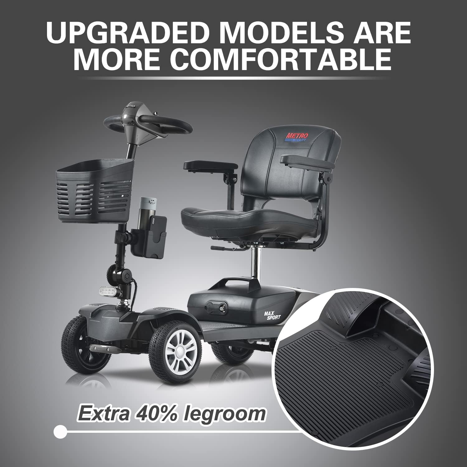 Metro Mobility 4 Wheel Powered Mobility Scooter for Seniors - 300 lbs Capacity Electric Mobility Scooter for Adults - Long Range Power Extended