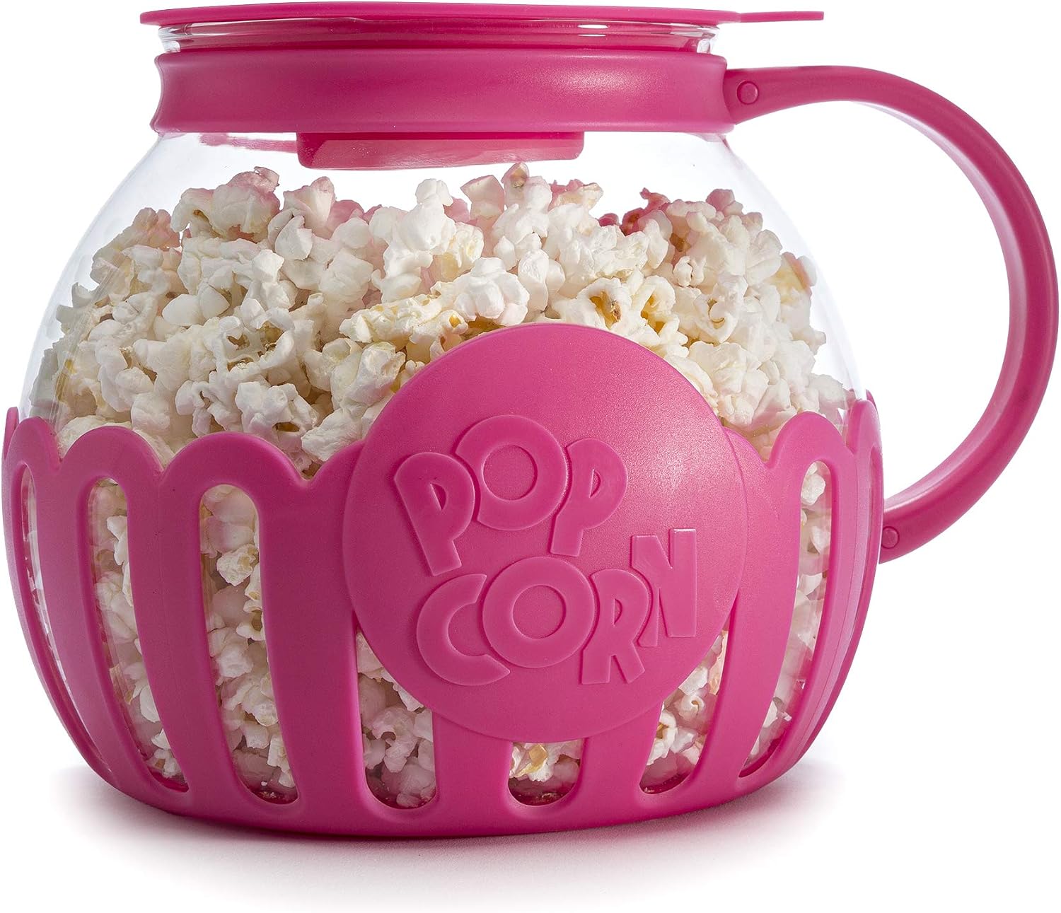Ecolution Patented Micro-Pop Microwave Popcorn Popper with Temperature Safe Glass, 3-in-1 Lid Measures Kernels and Melts Butter, Made Without BPA, Dishwasher Safe, 3-Quart, Red