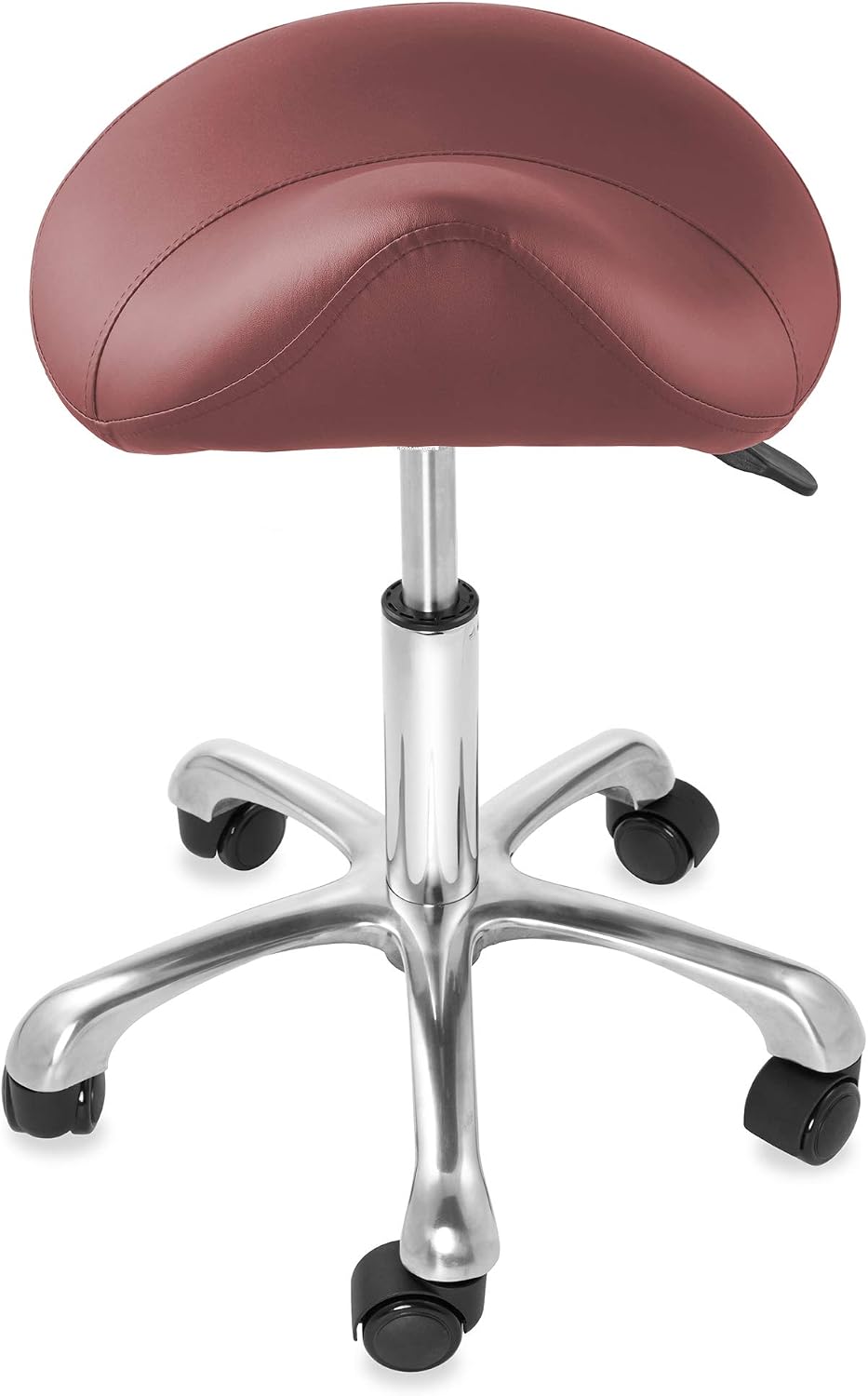 Saloniture Professional Ergonomic Saddle Stool, Black - Adjustable Hydraulic Seat, Rolling Spa Salon, Massage
